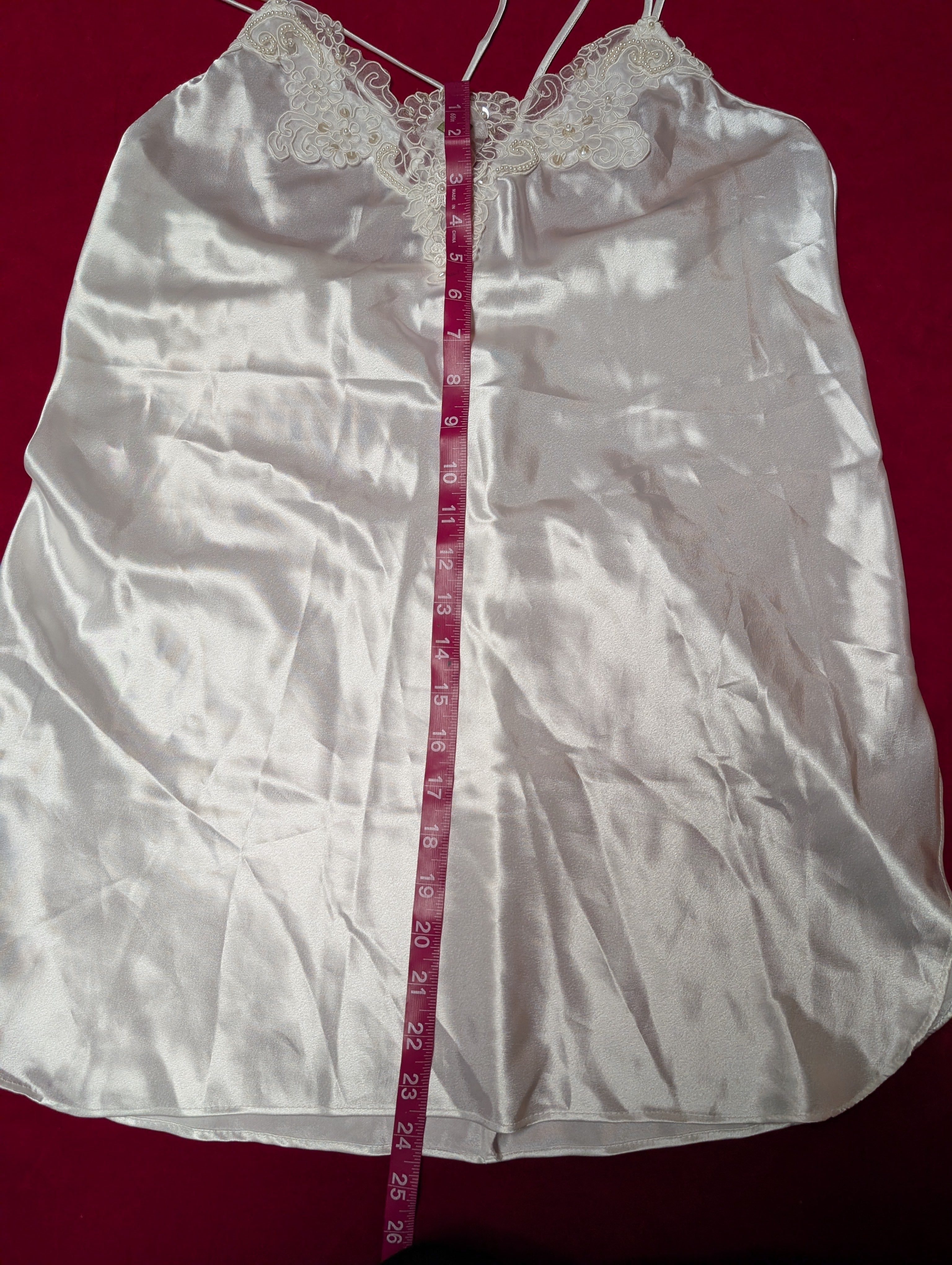Vintage Off White Bridal Satin Strappy Babydoll Slip Chemise with Robe in Small