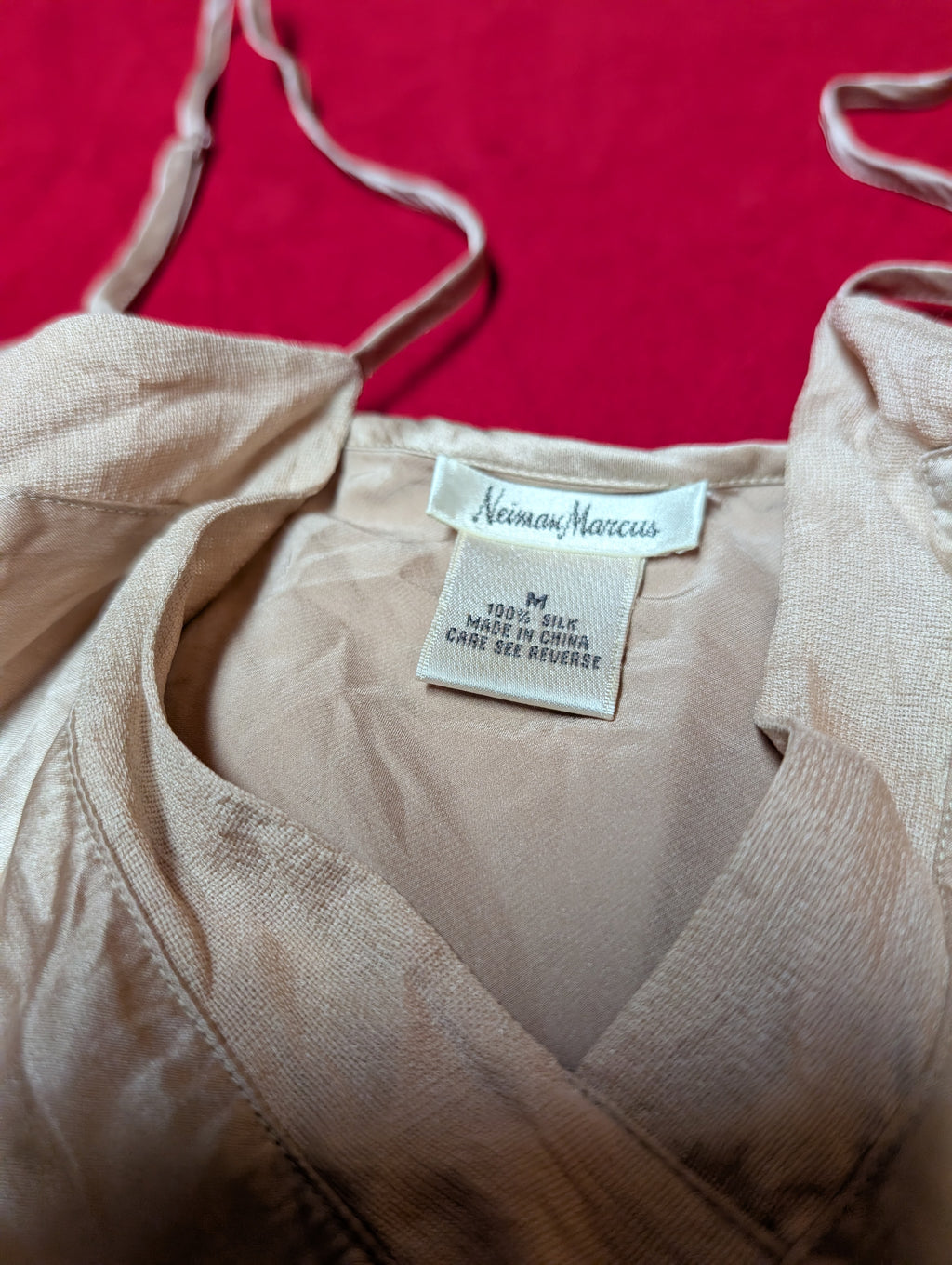 100% Silk Beige Camisole adn Short Pajama Sleep Set size M/L
