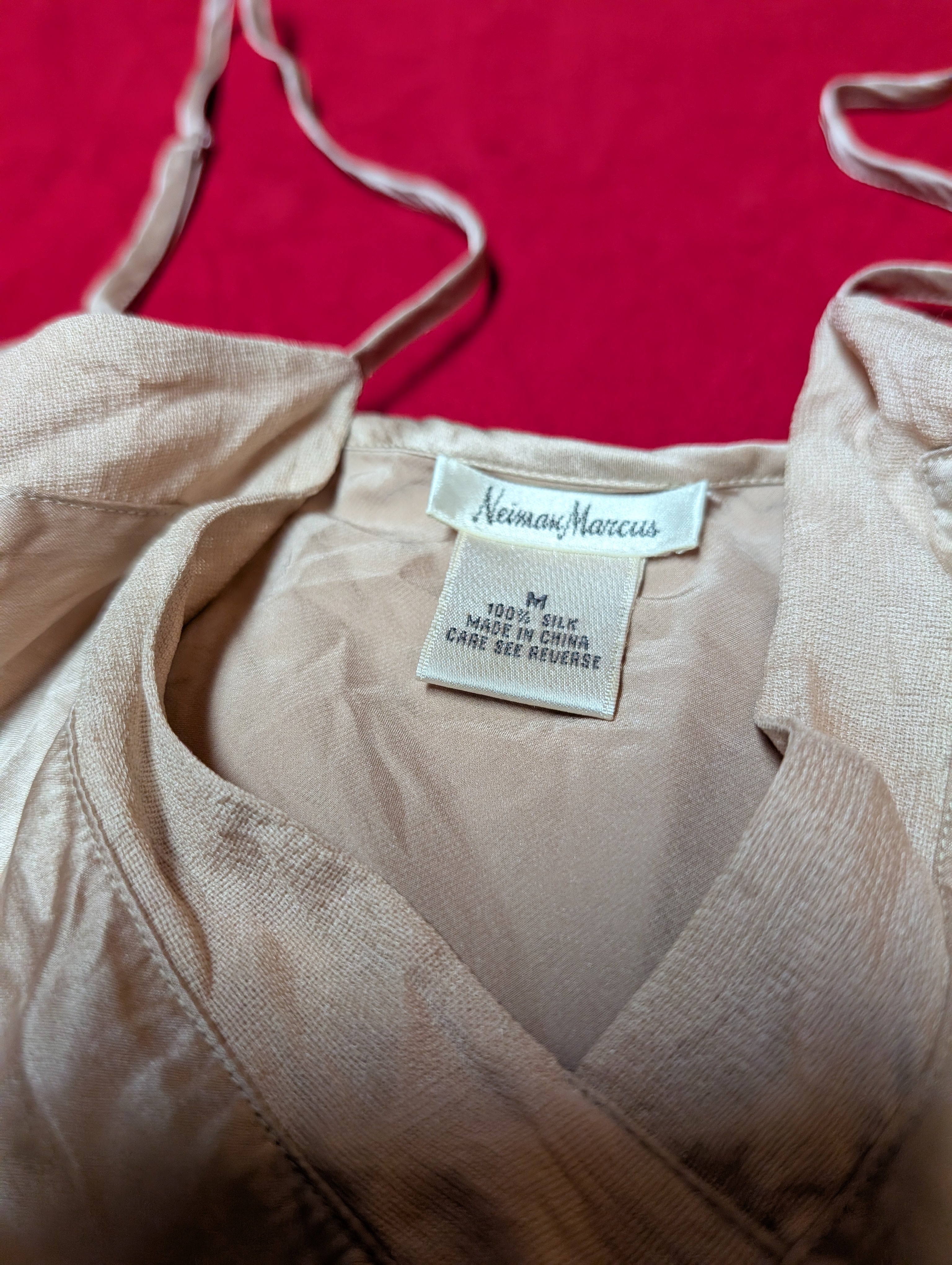 100% Silk Beige Camisole adn Short Pajama Sleep Set size M/L