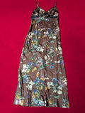 Brown & Blue Floral Maxi Slip Dress with Lace Details size Large