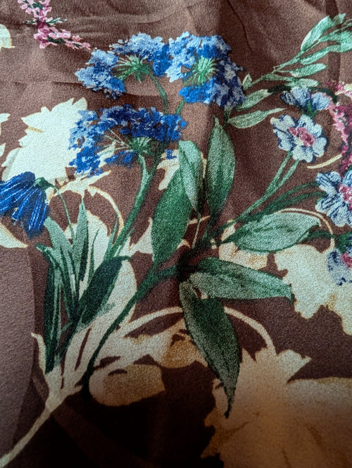 Brown & Blue Floral Maxi Slip Dress with Lace Details size Large
