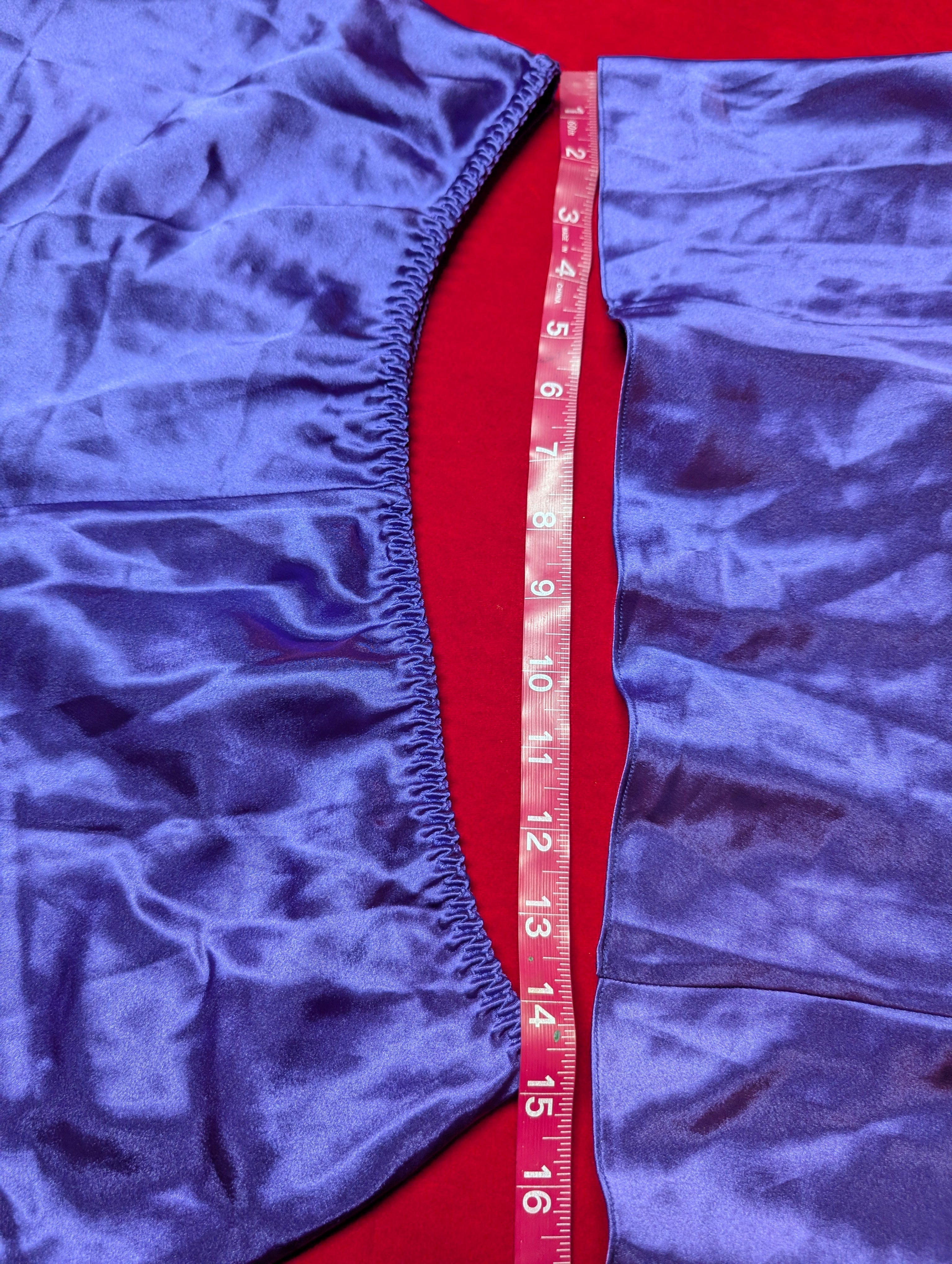 Vintage Erika Taylor Purple Indigo Satin Camisole & Shorts Pajama Sleep Set size Large