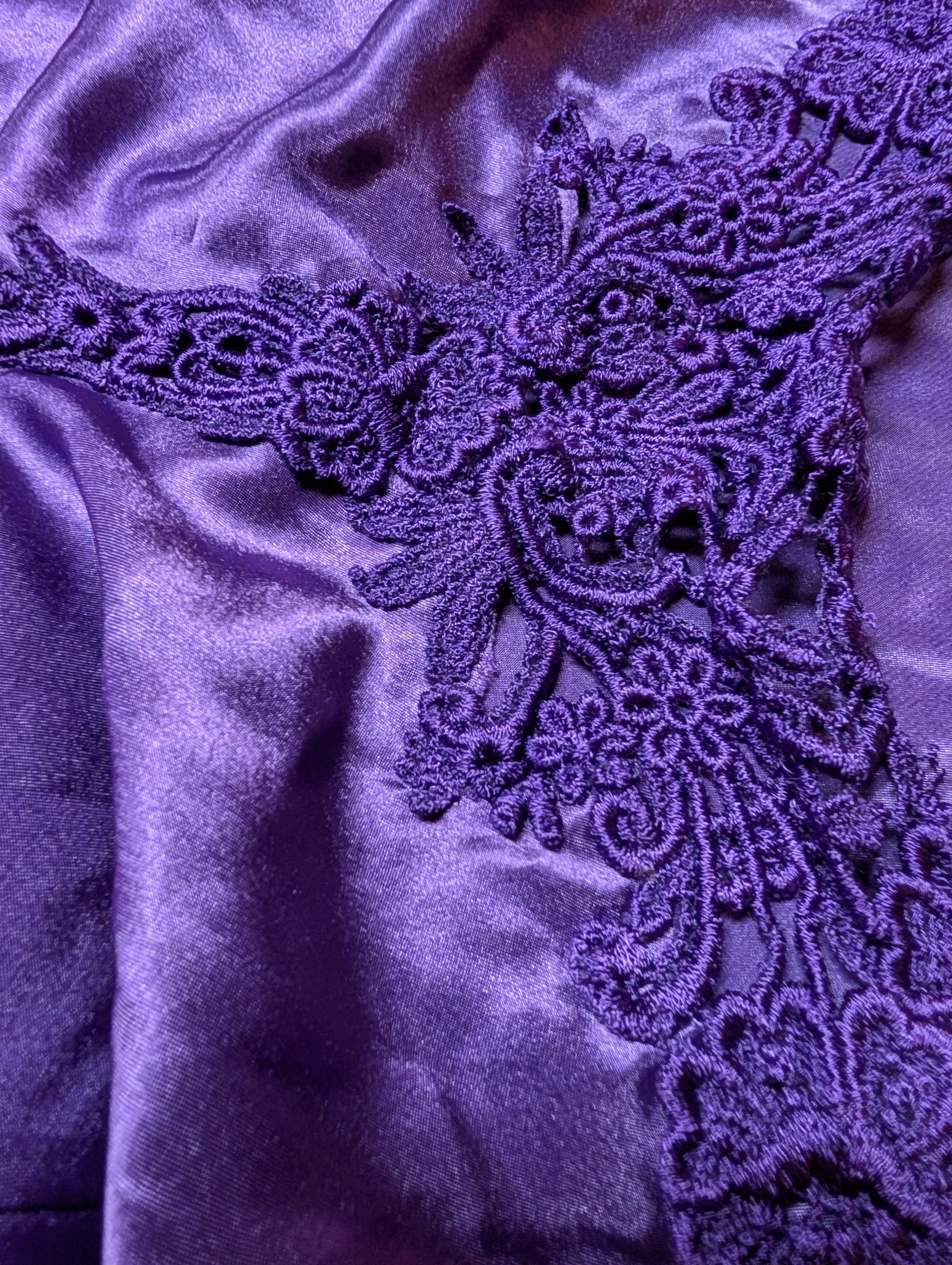 Vintage Erika Taylor Purple Indigo Satin Camisole & Shorts Pajama Sleep Set size Large