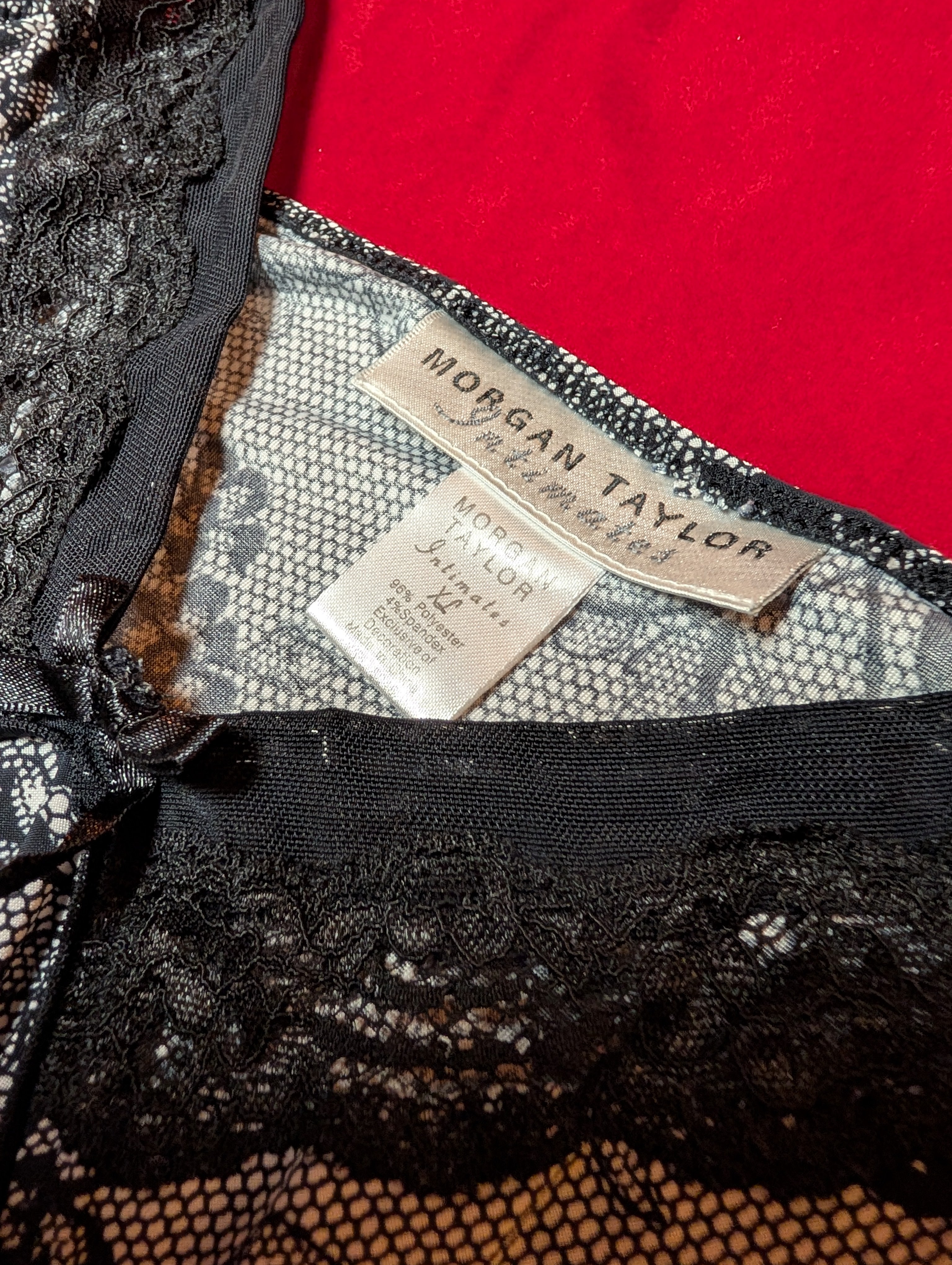 Soft Grey & Black Lace Floral Mini Babydoll Slip Chemise in XL
