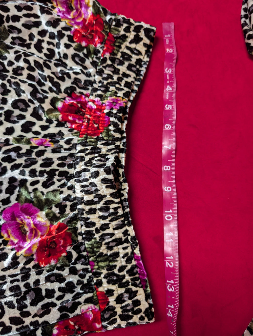 Wild Roses & Leopard Animal Print Velour Velvet Long Pajama Set in Medium