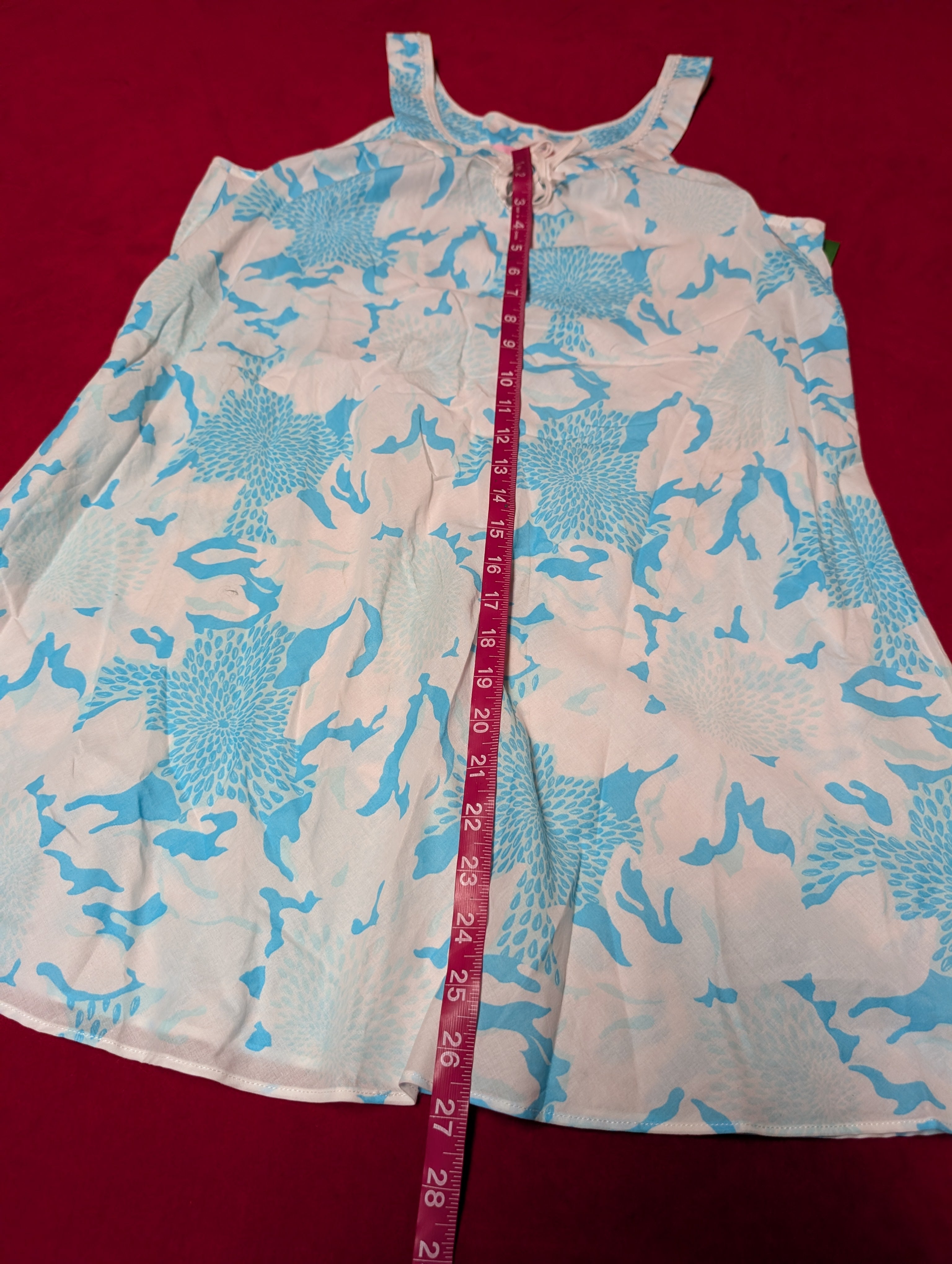 Cotton Blue & White Floral Mini Lounge Dress in Small