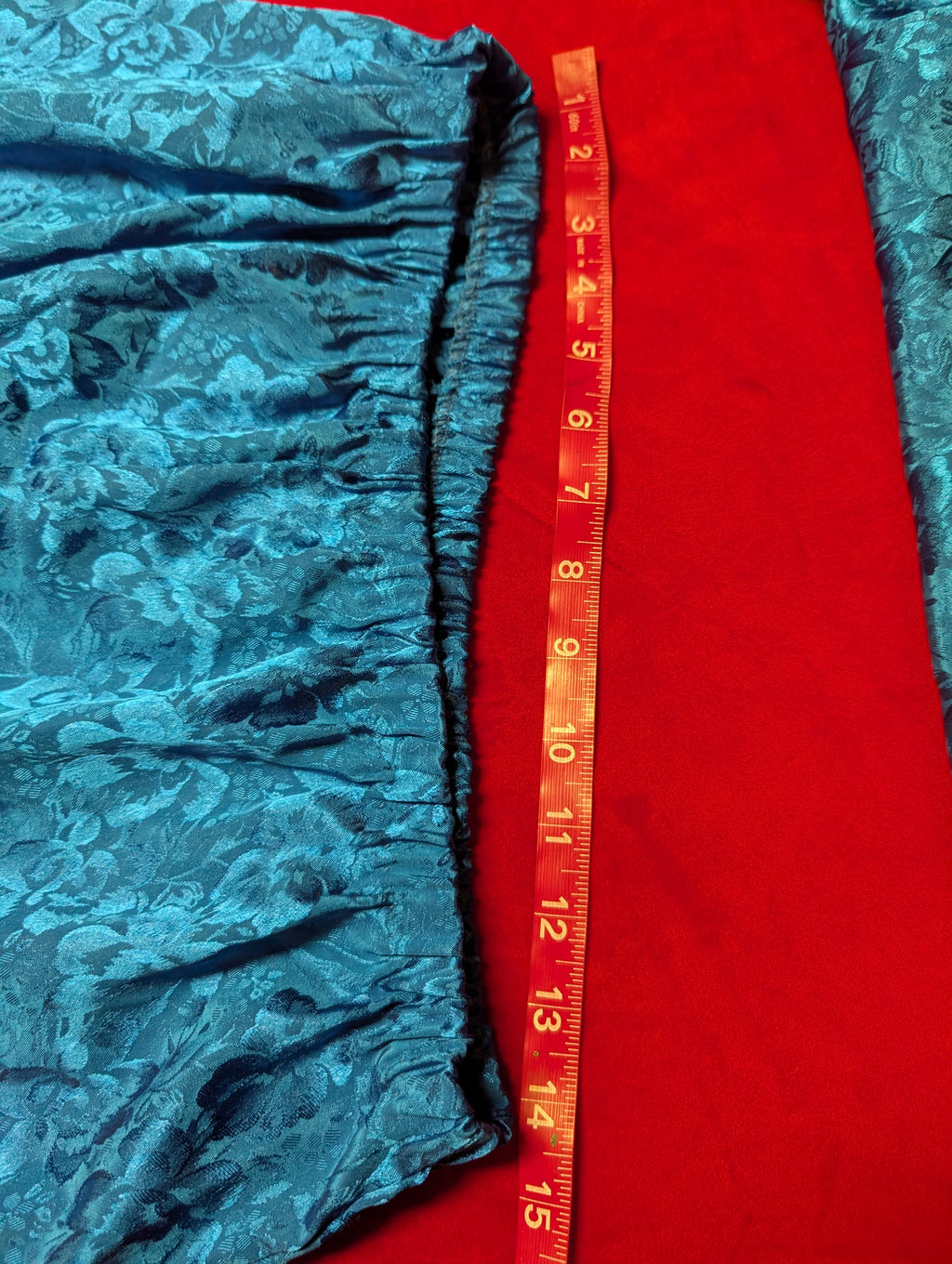 Tall Ocean Blue Split Back Long Floral Satin Pajama Set size Large