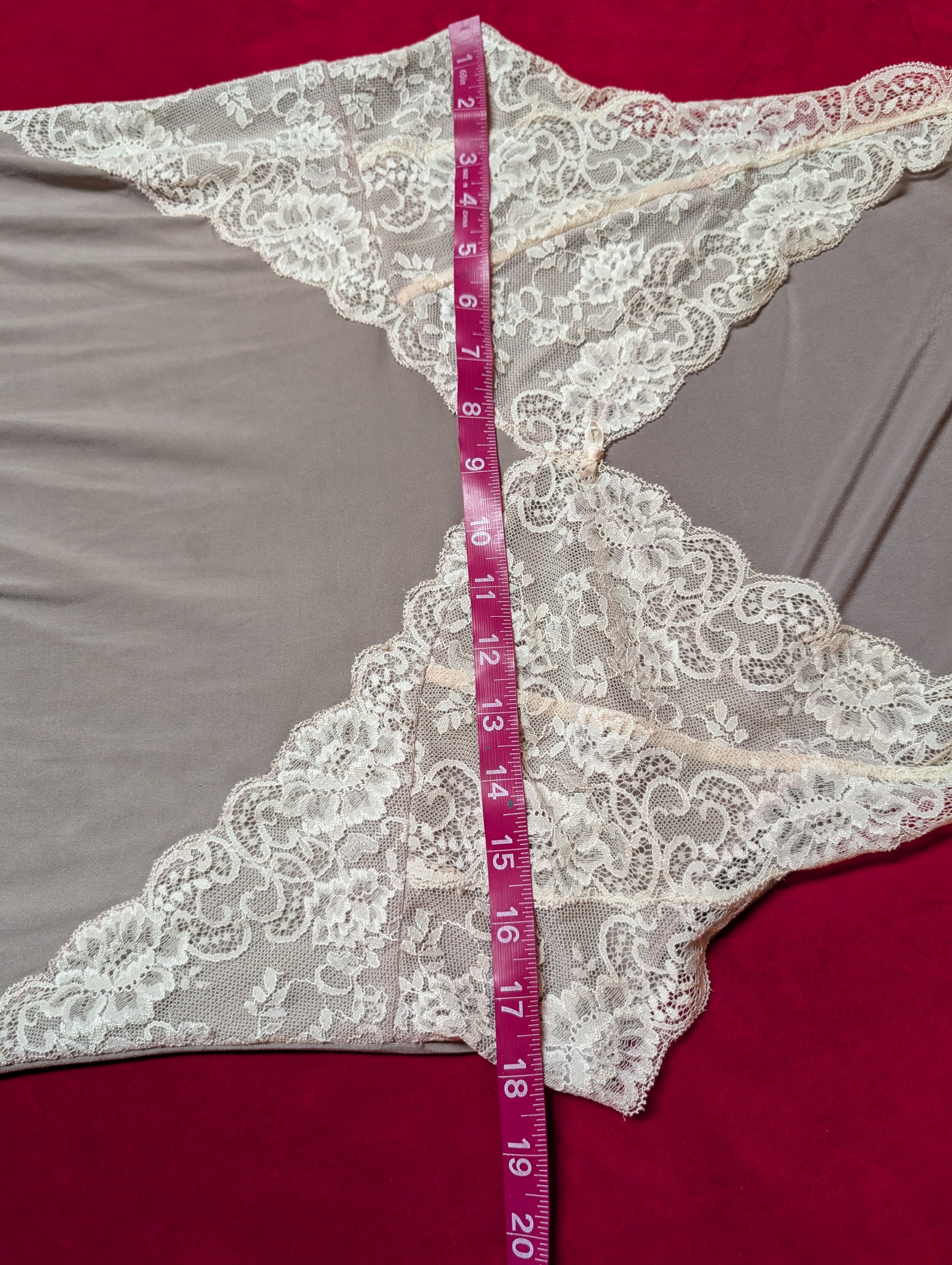 Super soft Taupe Grey Brown Lace V Neck Chemise Dress size Large