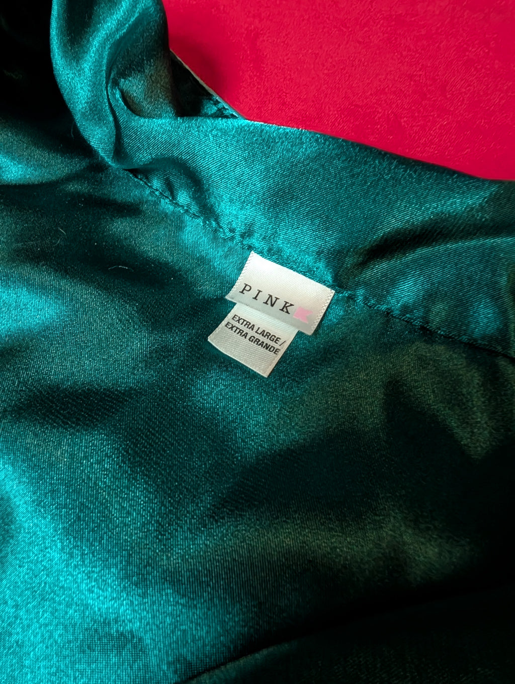 Deep Green Satin Long Pajama Set in XL