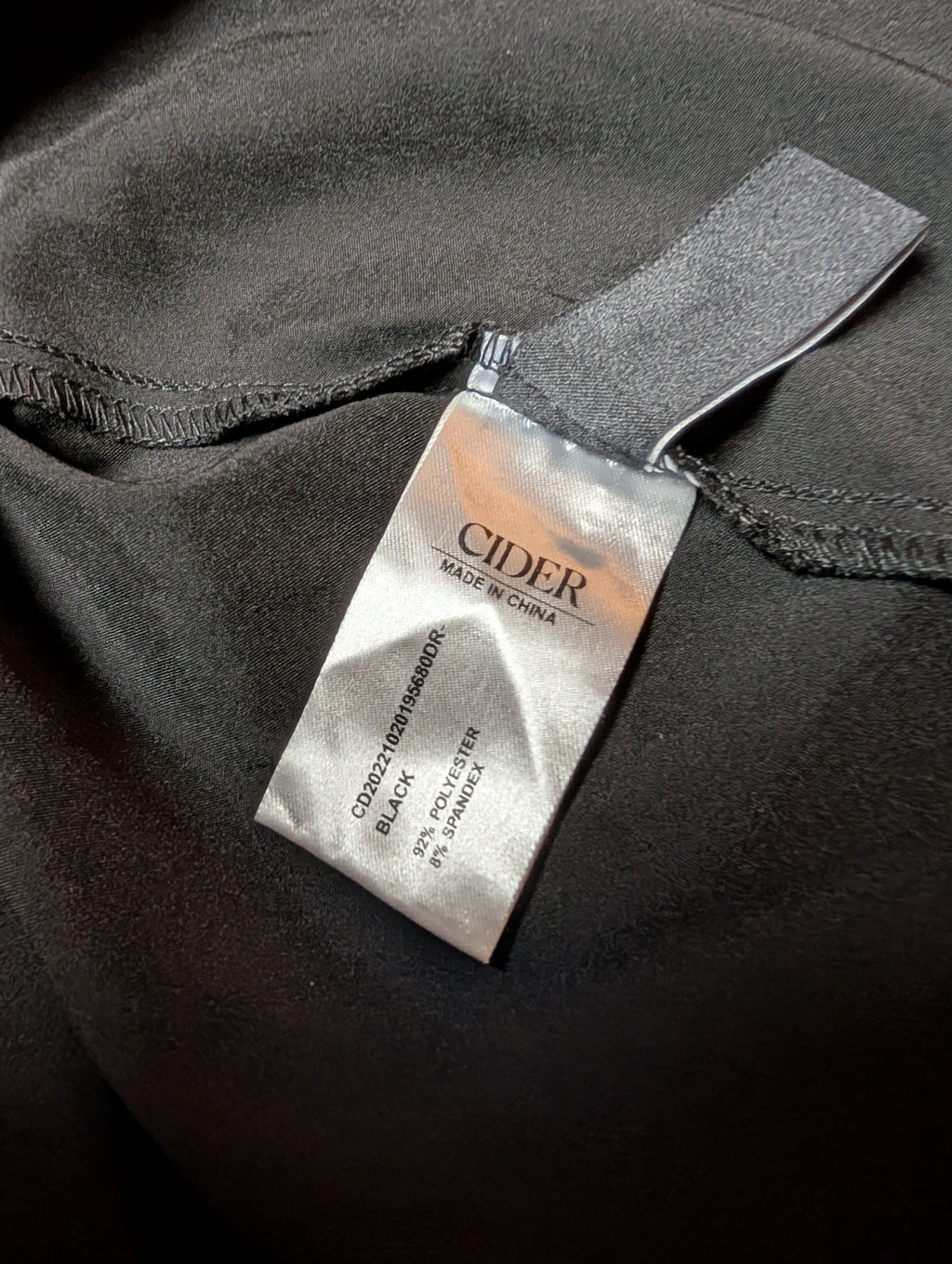 Cider Strappy Black Satin Goddess Scoop Neck Slip Dress in 2XL