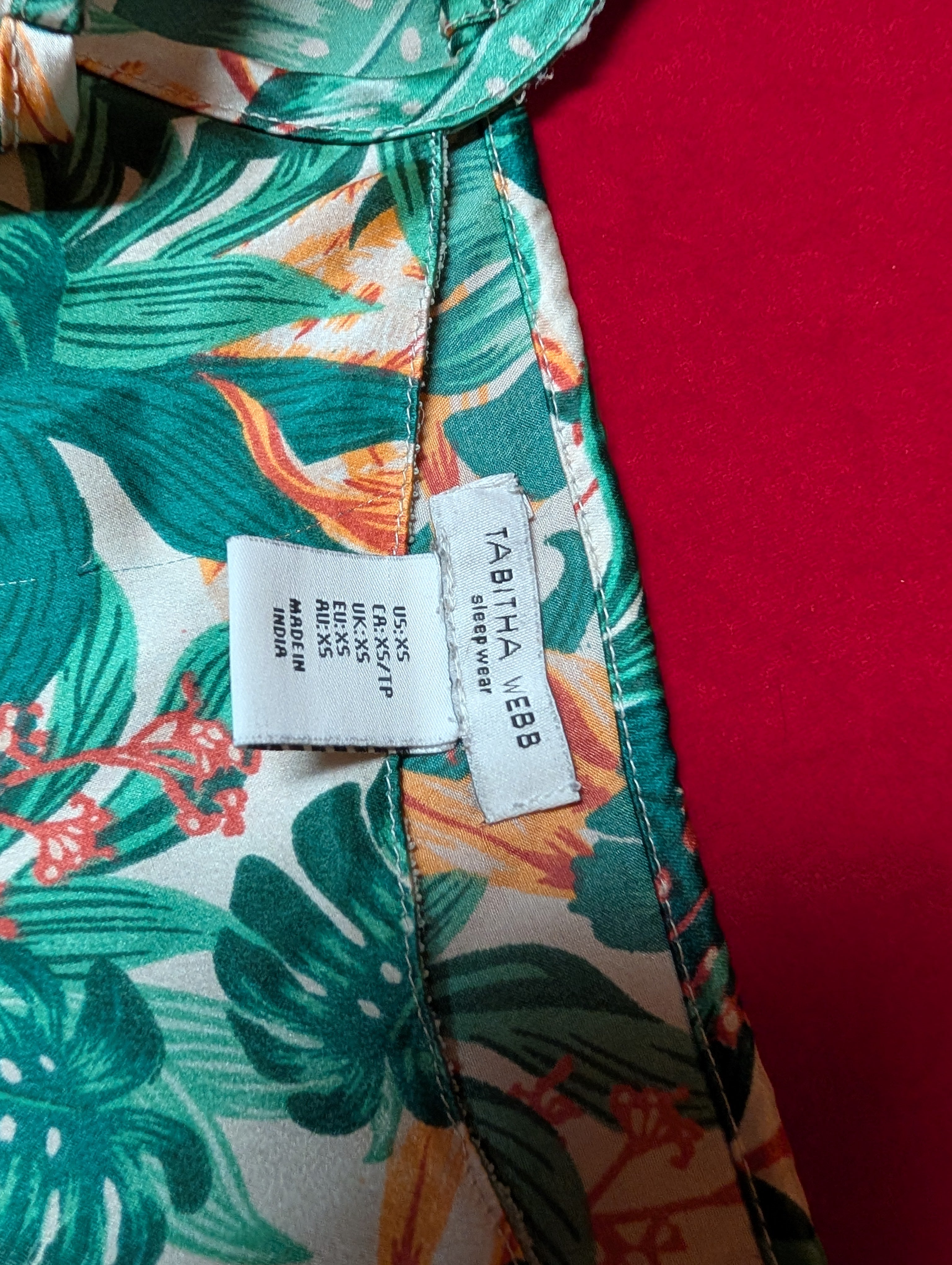 Tropical Monstera Camisole and Short Pajama Sleep Set in XS