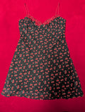 Cherries & Lace Babydoll Chemise Slip Dress in Large