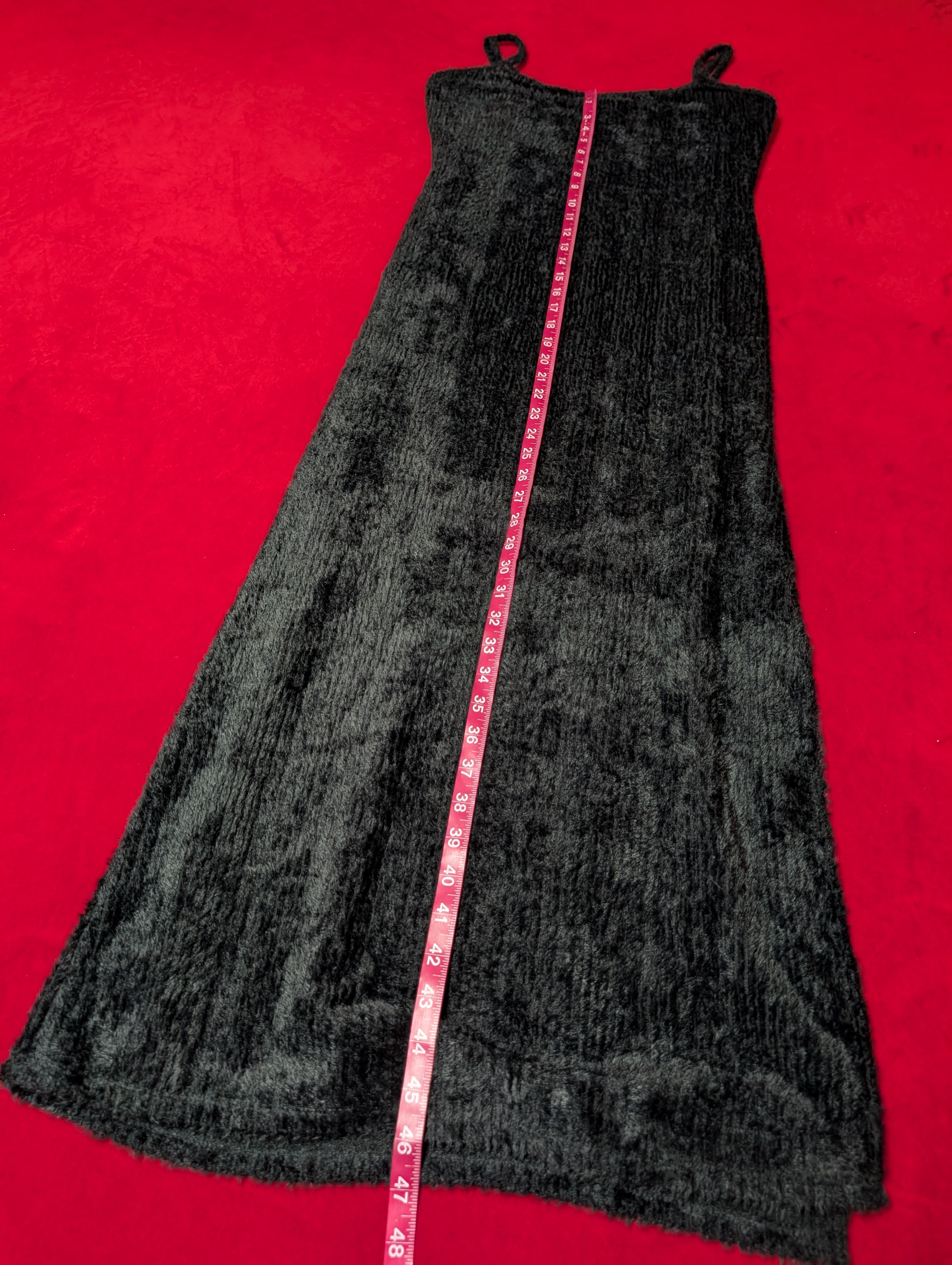 Plush Fuzz Sleeveless Black Maxi Dress in Medium