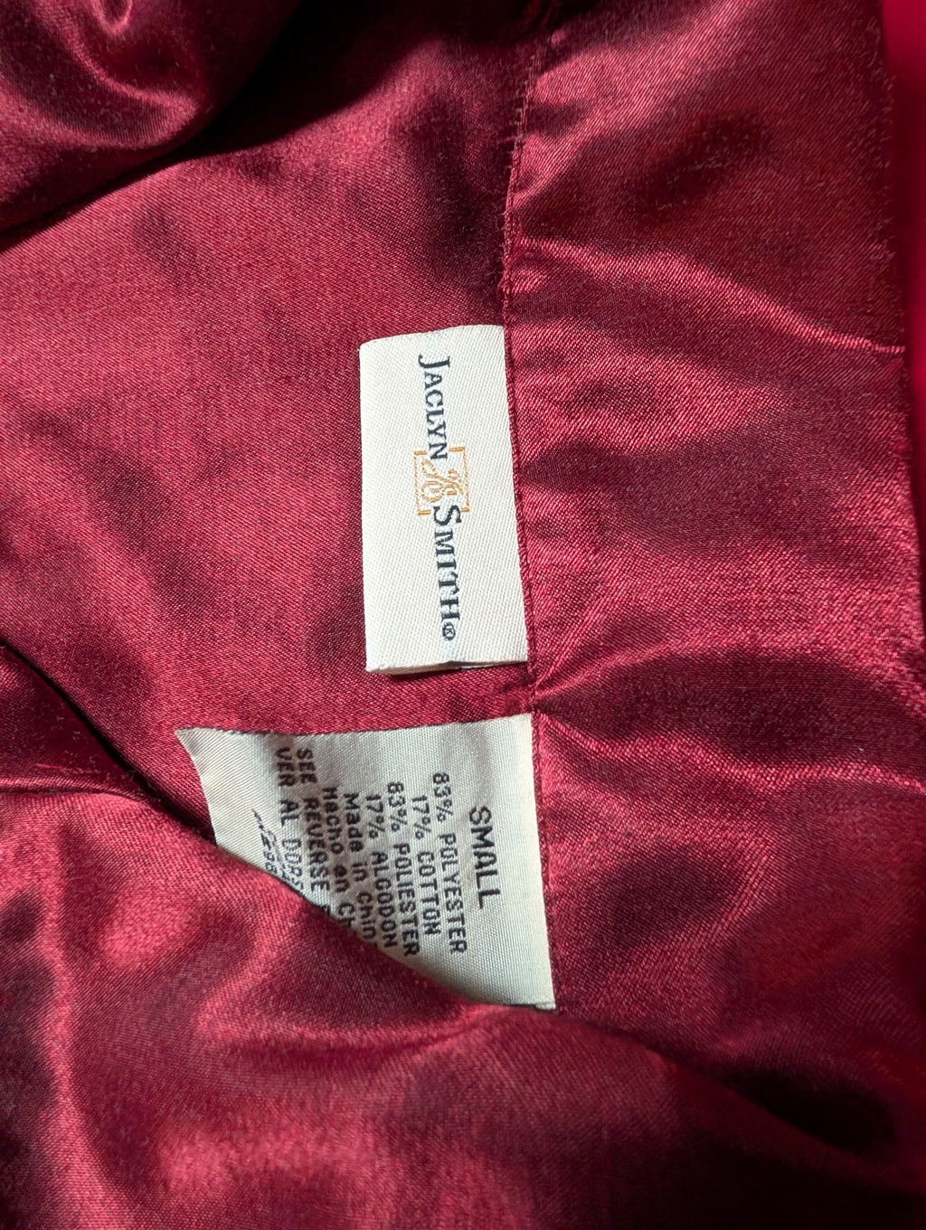 Vintage Jaclyn Smith Burgundy Wine Red Maroon Long Satin Pajama Set size Small