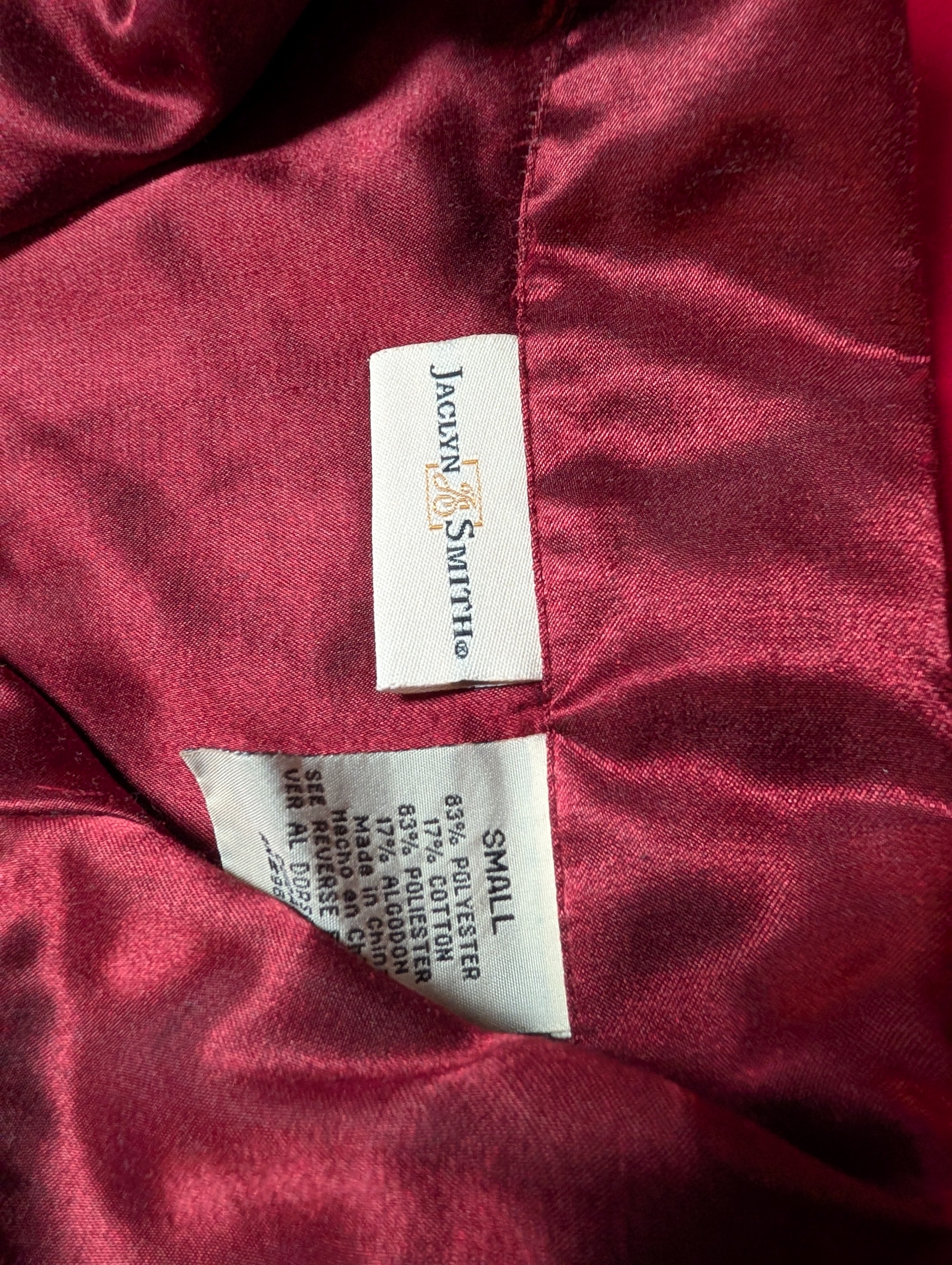 Vintage Jaclyn Smith Burgundy Wine Red Maroon Long Satin Pajama Set size Small