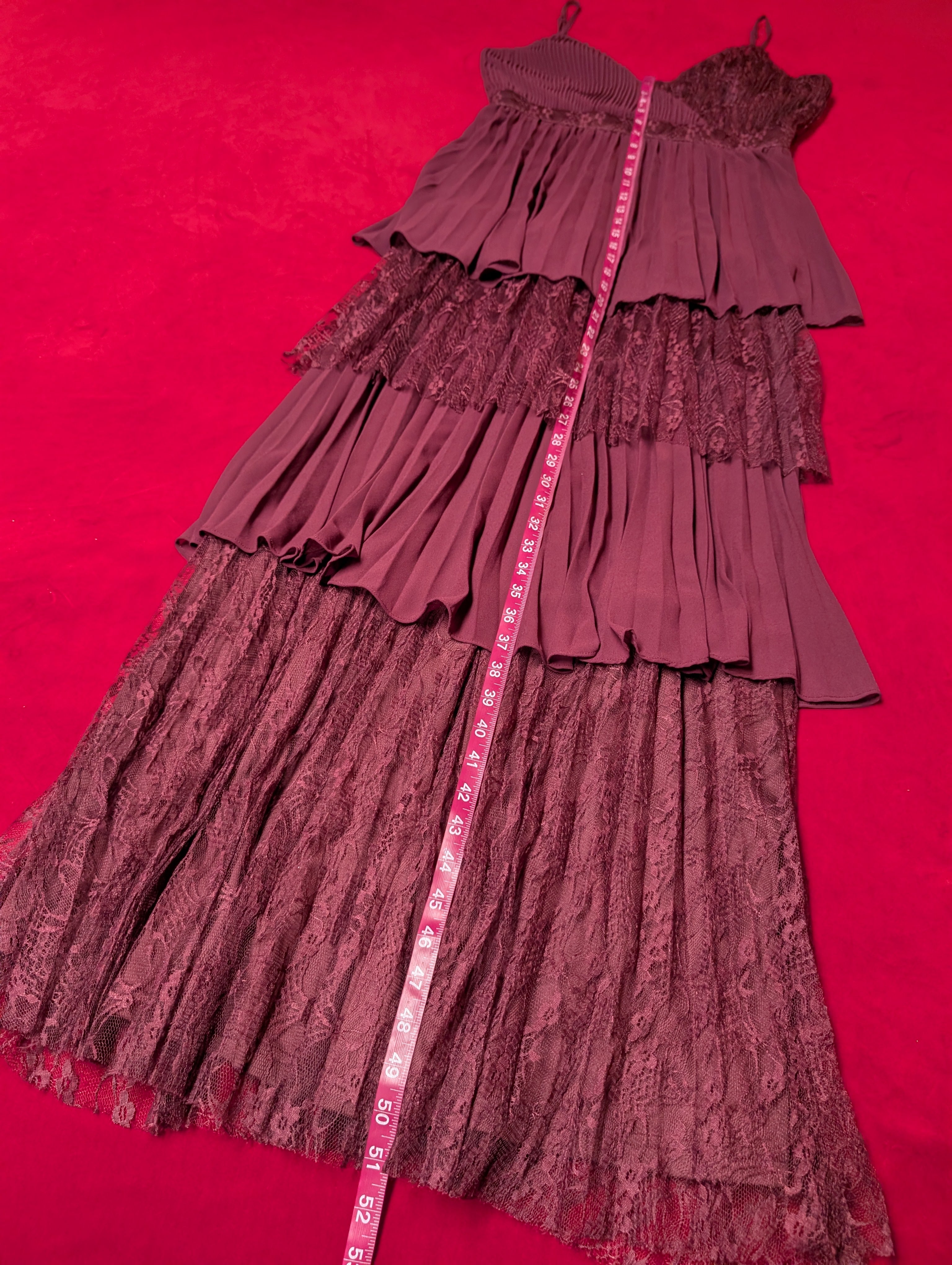Burgundy Maroon Wine Red Layered Maxi Dress size Large