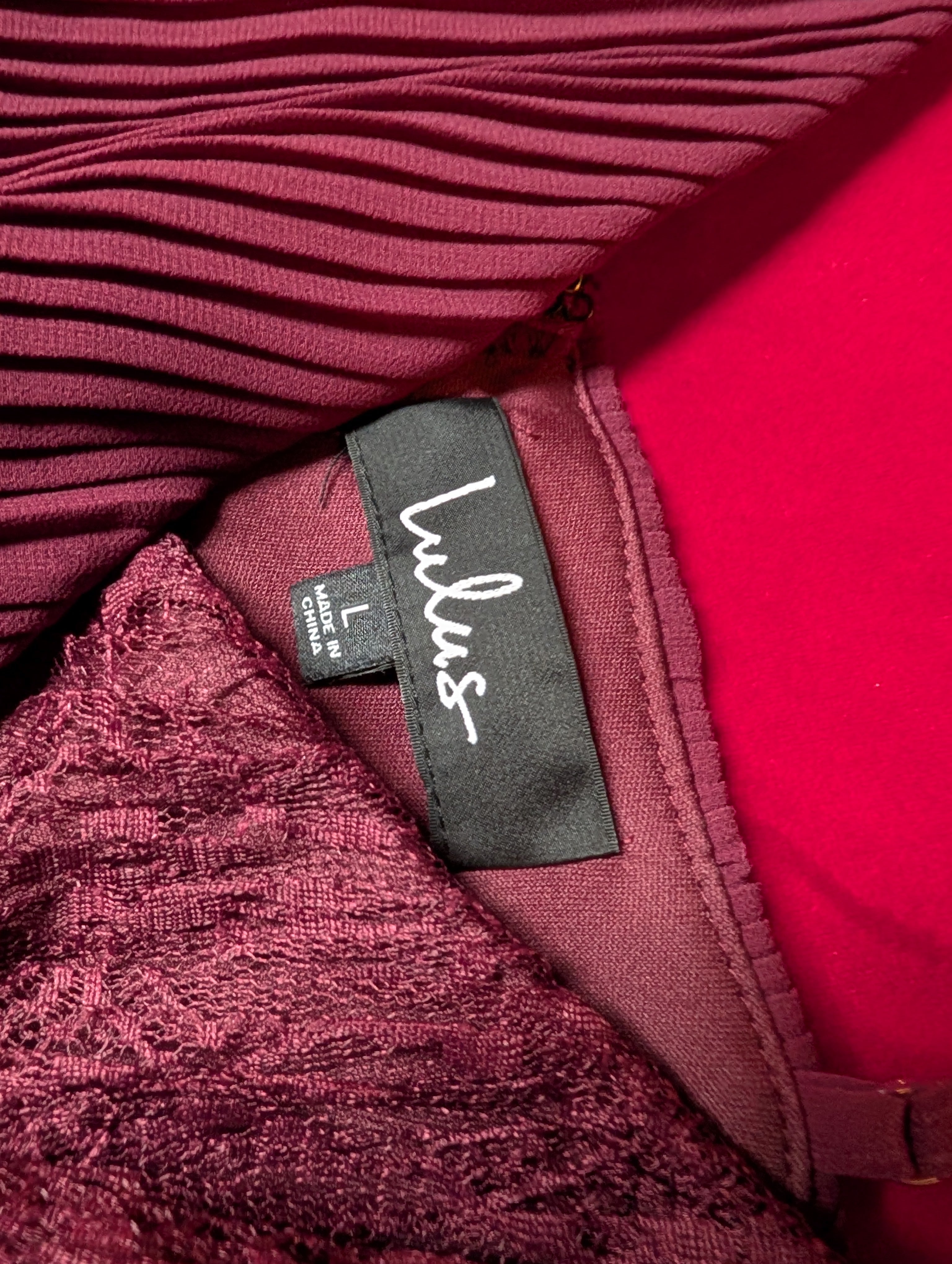 Burgundy Maroon Wine Red Layered Maxi Dress size Large