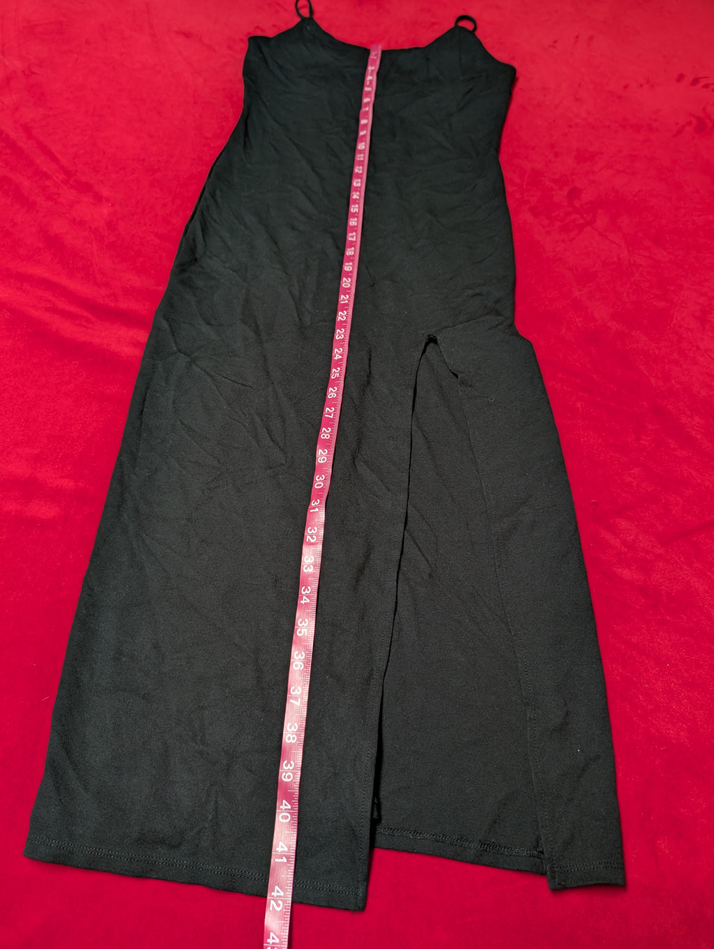 Sleeveless Black Spaghetti Strap Side Split Long Slip Dress size Large