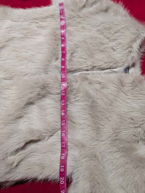 Champagne Cream Off White Faux Fur Cropped Jacket Coat in Small