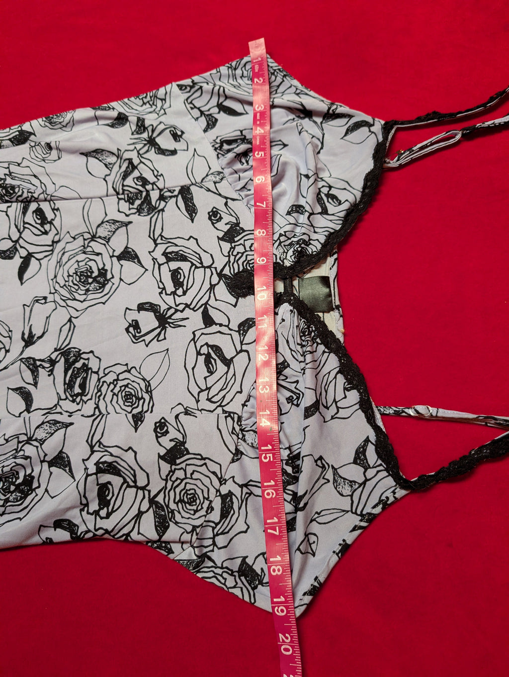 Lavender Grey with Black Roses Super Soft Babydoll Chemise size XL