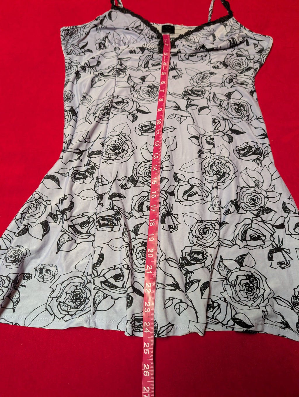 Lavender Grey with Black Roses Super Soft Babydoll Chemise size XL