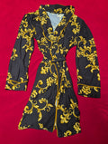 Super Soft Black & Gold Warp Robe with Sash size Large