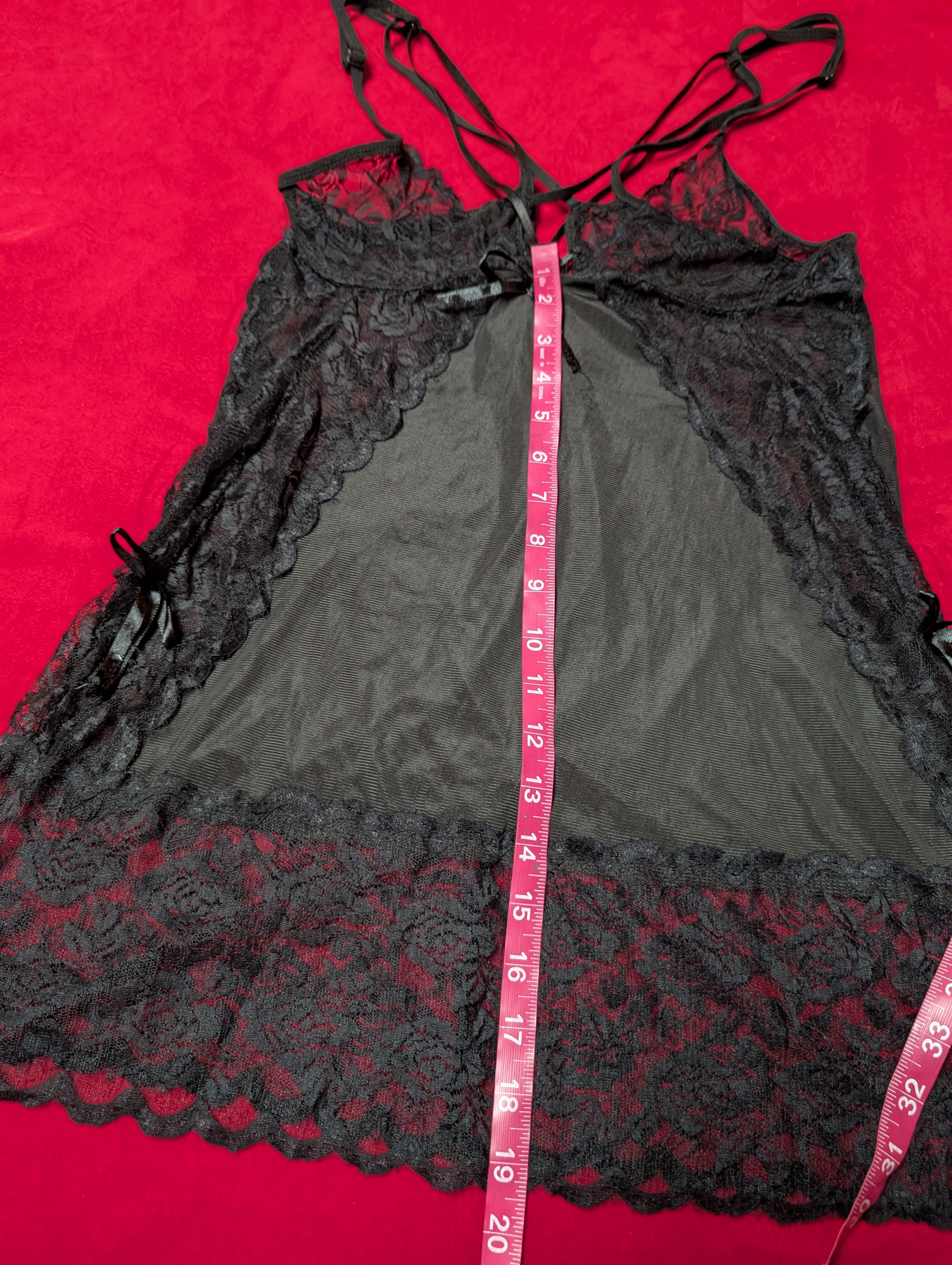 Black Strappy Nylon Babydoll Chemise in Small