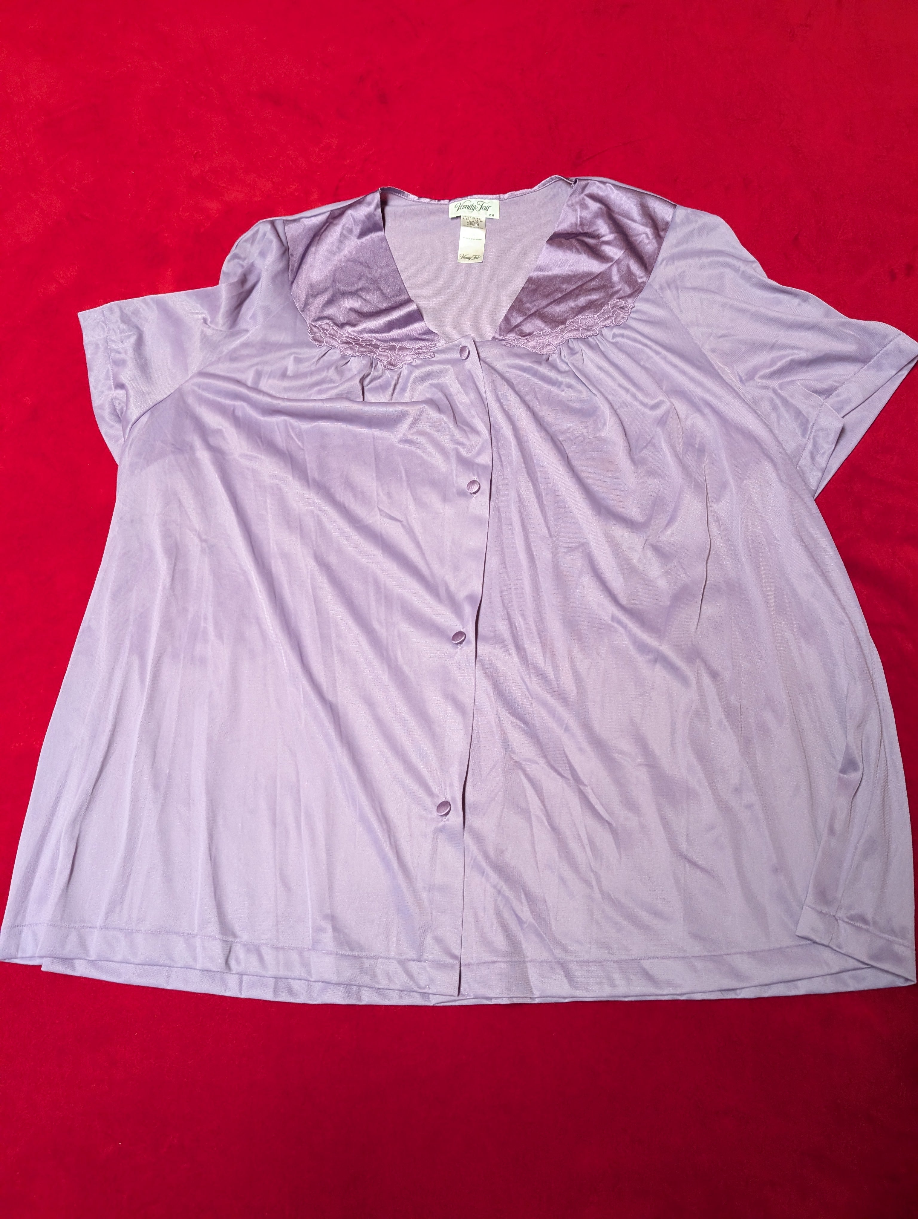 Vanity Fair Y2K Deadstock Lilac Nylon Bed Jacket NWT Plus Size Vintage-Style Sleepwear 2XL