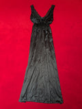 Vintage Nylon Gothic Glam Goddess Sleeveless Maxi Slip Dress in XS