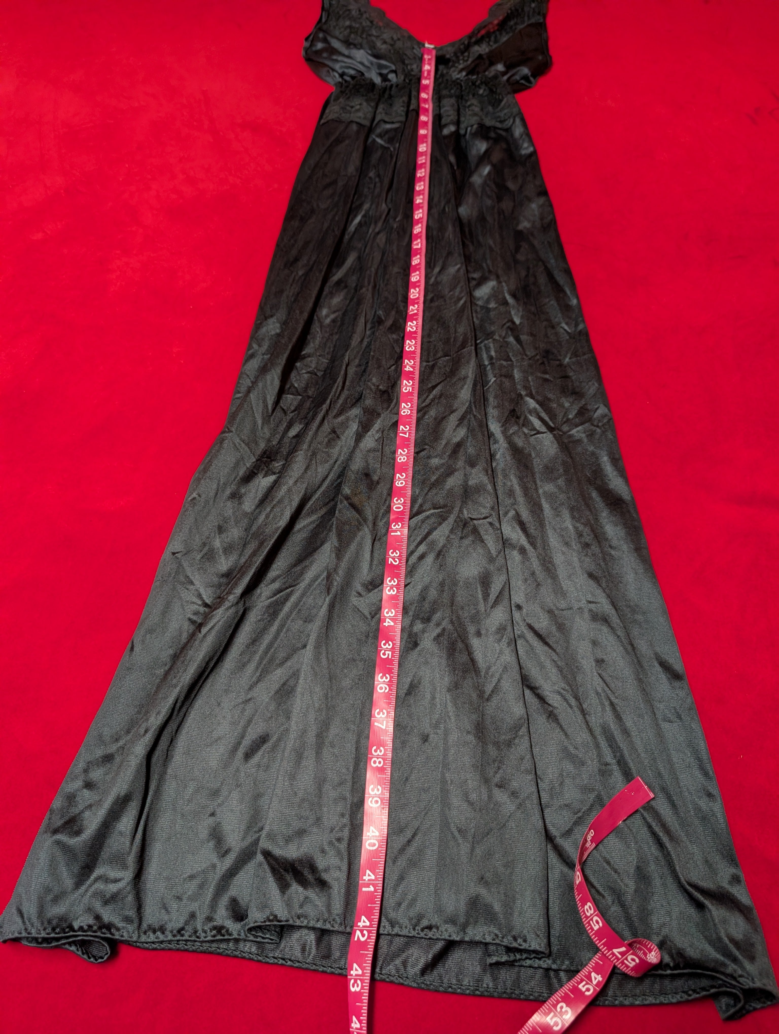 Vintage Nylon Gothic Glam Goddess Sleeveless Maxi Slip Dress in XS
