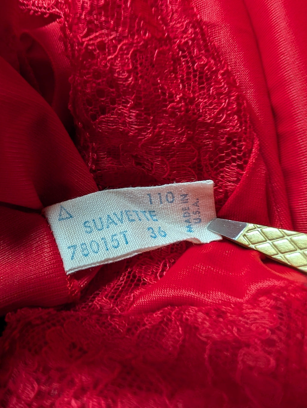 Vintage Van Raalte Suavette Red Nylon Midi Slip Dress in Medium