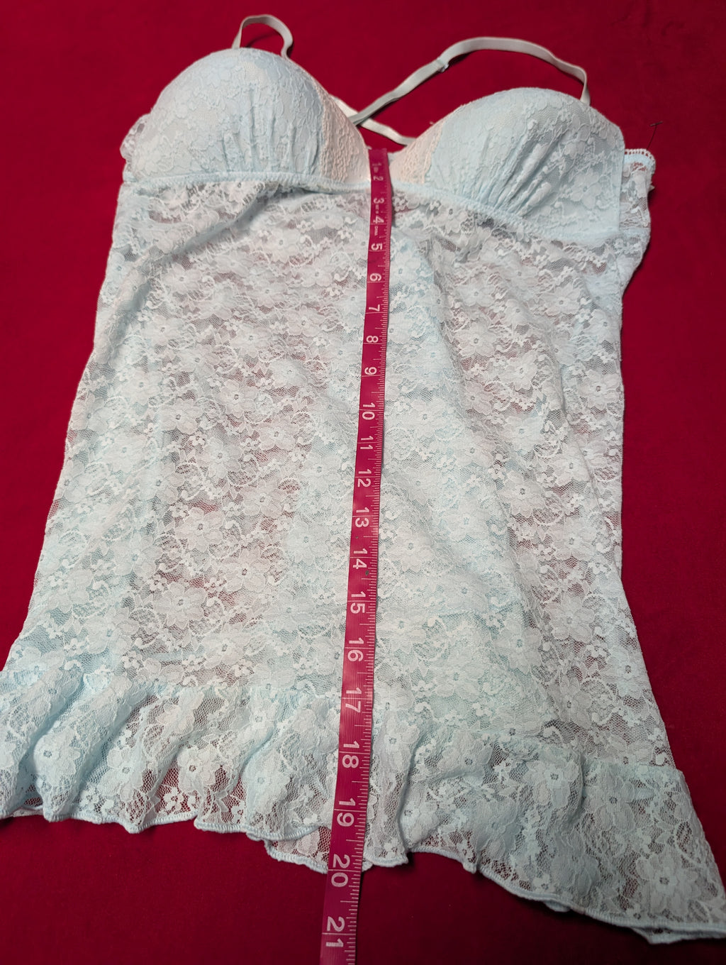 Sky Baby Blue Lace Cups Supported Babydoll Chemise size XL