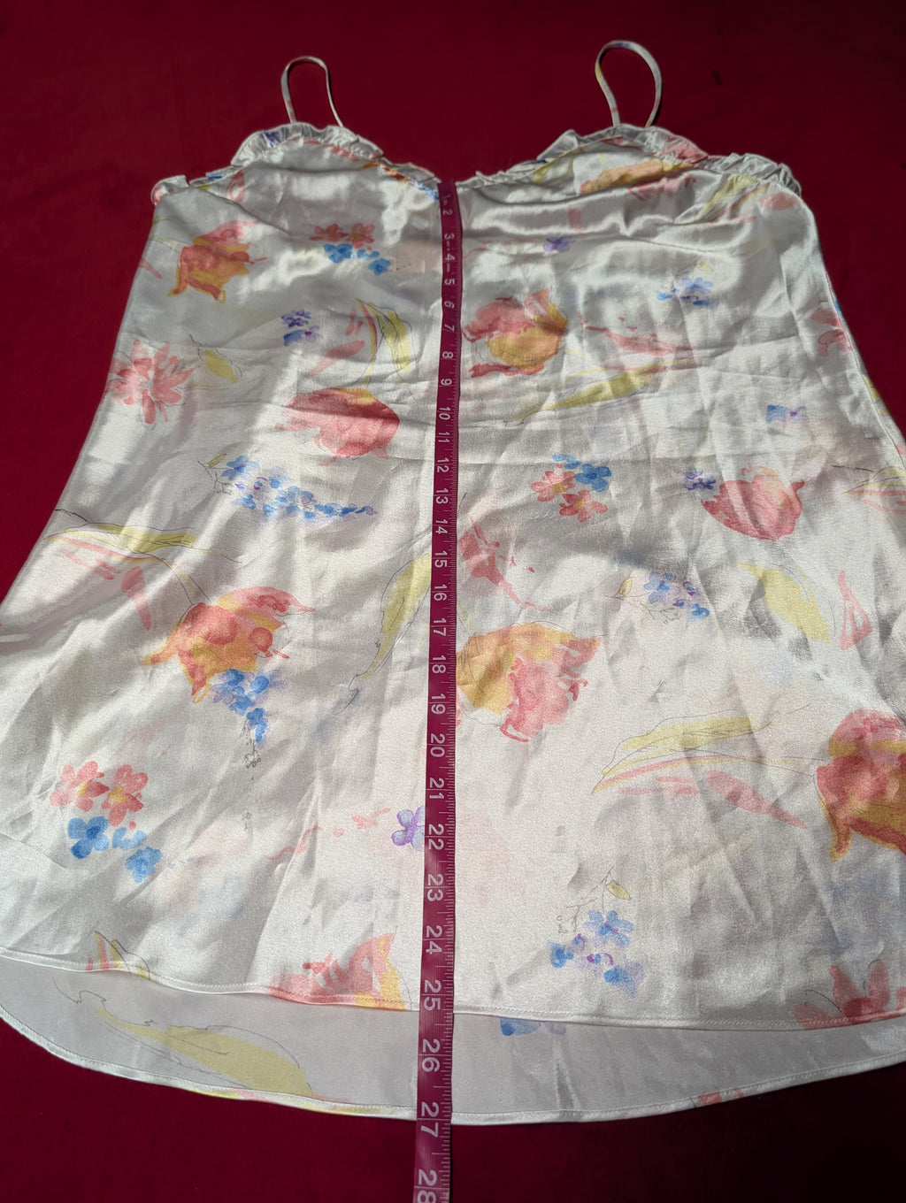 White Peach & Blue Floral Satin Slip Chemise & Robe with Sash Lingerie Set size 1X