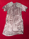 Dusty Mauve Purple Pink Satin & Lace Short Sleeved Tie Robe in Medium
