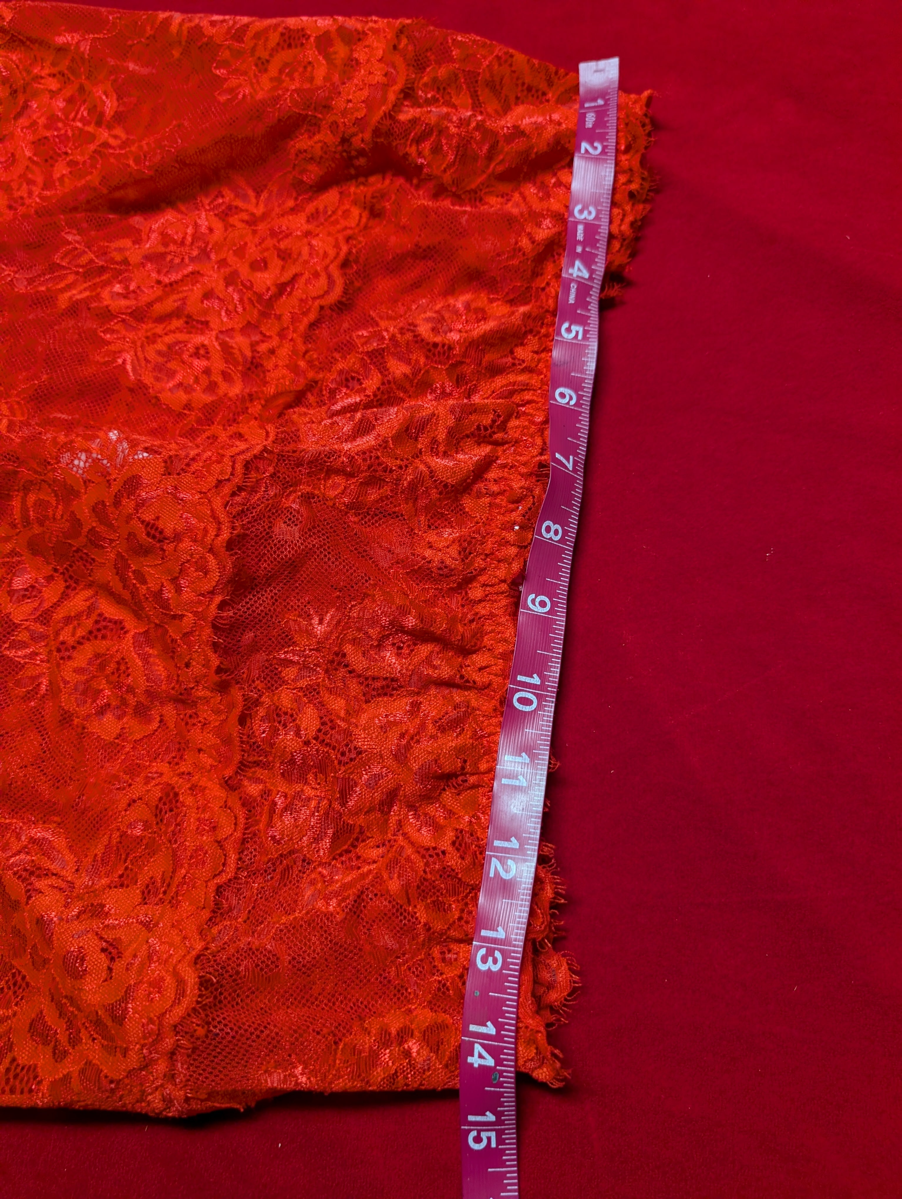 Red Lace Garter Skirt with Suspenders size Large
