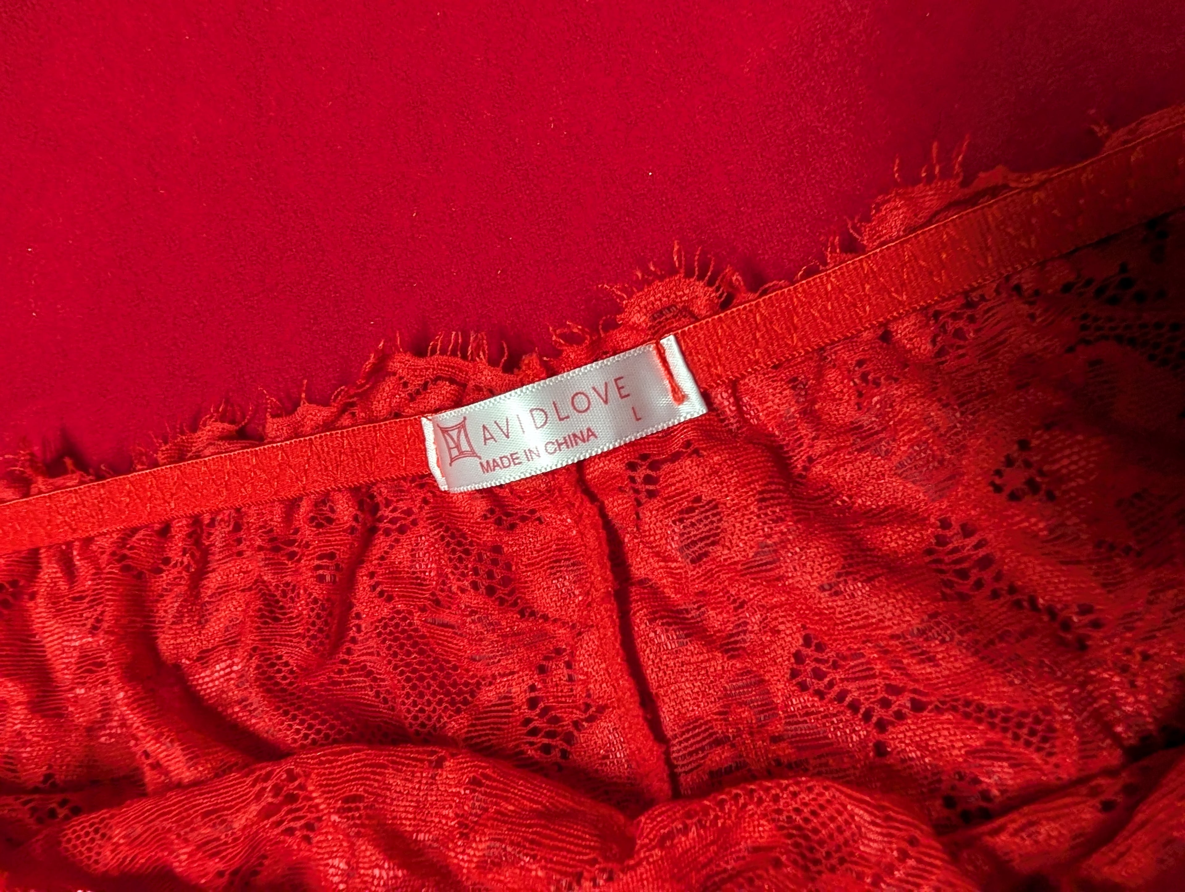 Red Lace Garter Skirt with Suspenders size Large