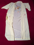 Dragon Embroidery Cotton Butter Yellow Cream Wrap Kimono Robe with Sash size Medium
