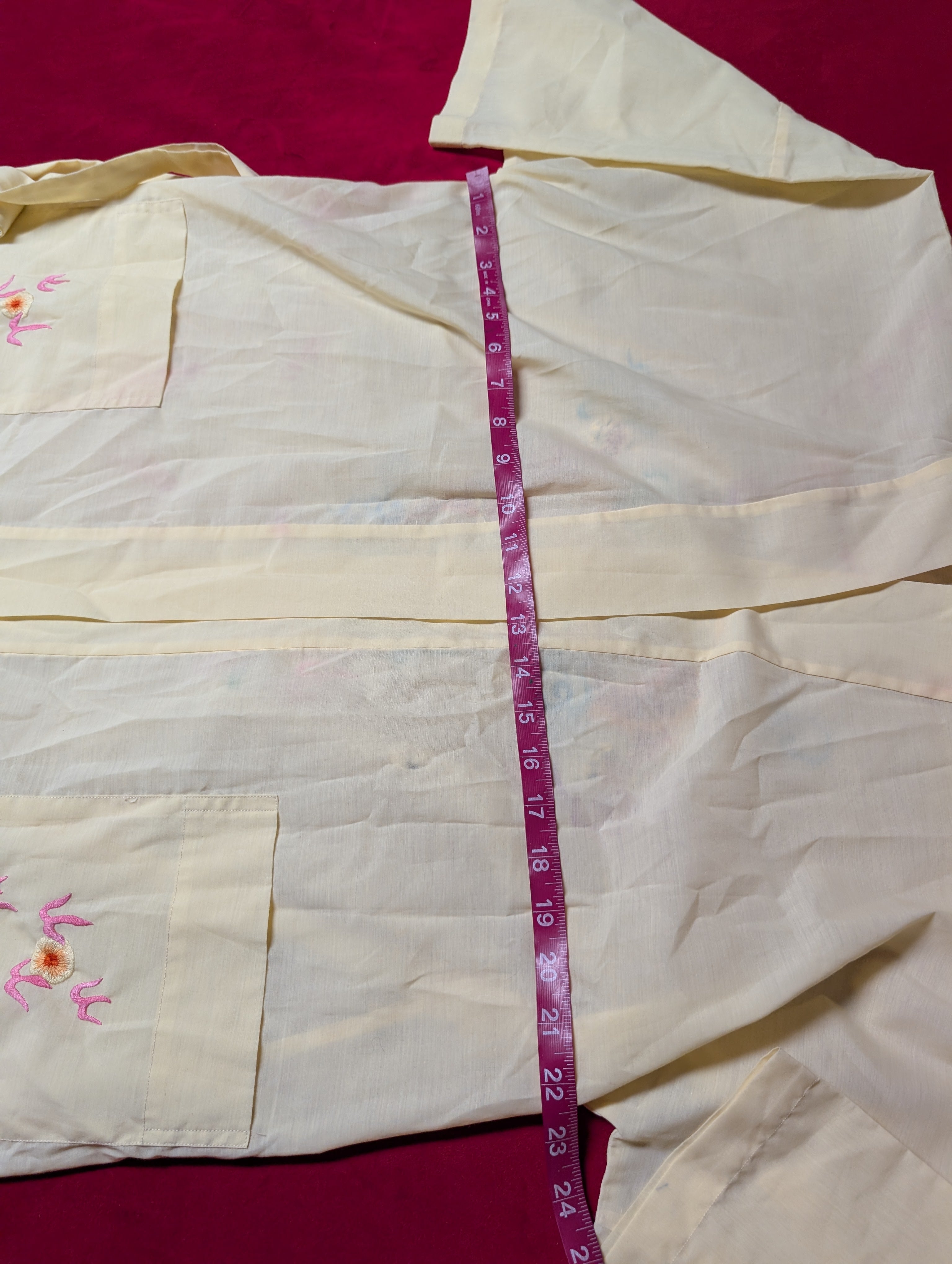 Dragon Embroidery Cotton Butter Yellow Cream Wrap Kimono Robe with Sash size Medium