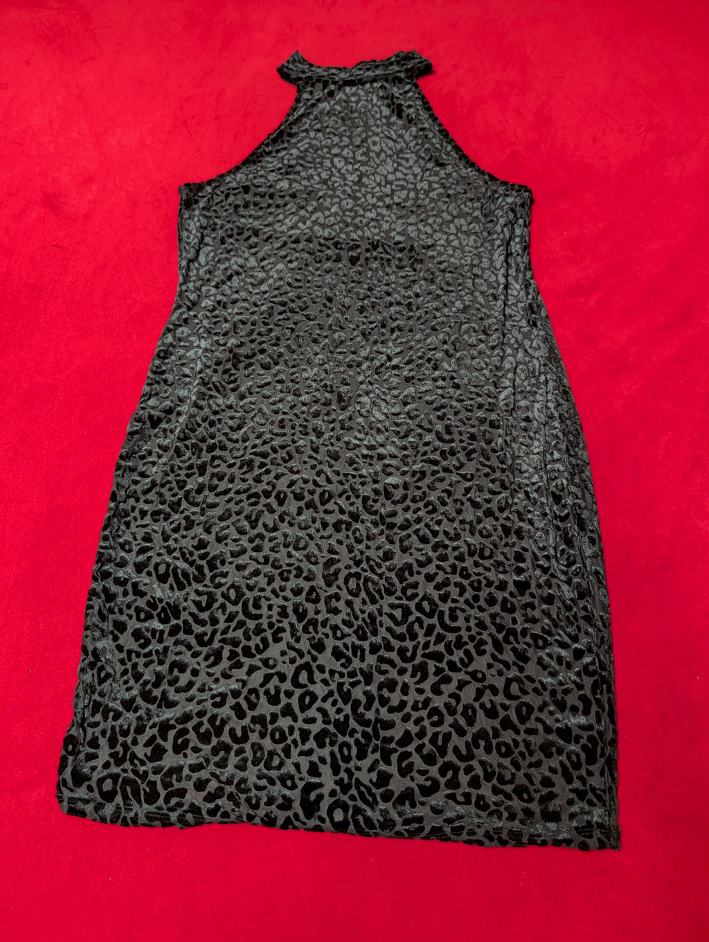 Black Leopard Halter High Neck Bodycon Dress size 2XL