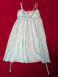 Delicate Floral Lace Tie Back Baby Blue Babydoll Chemise Dress size Small