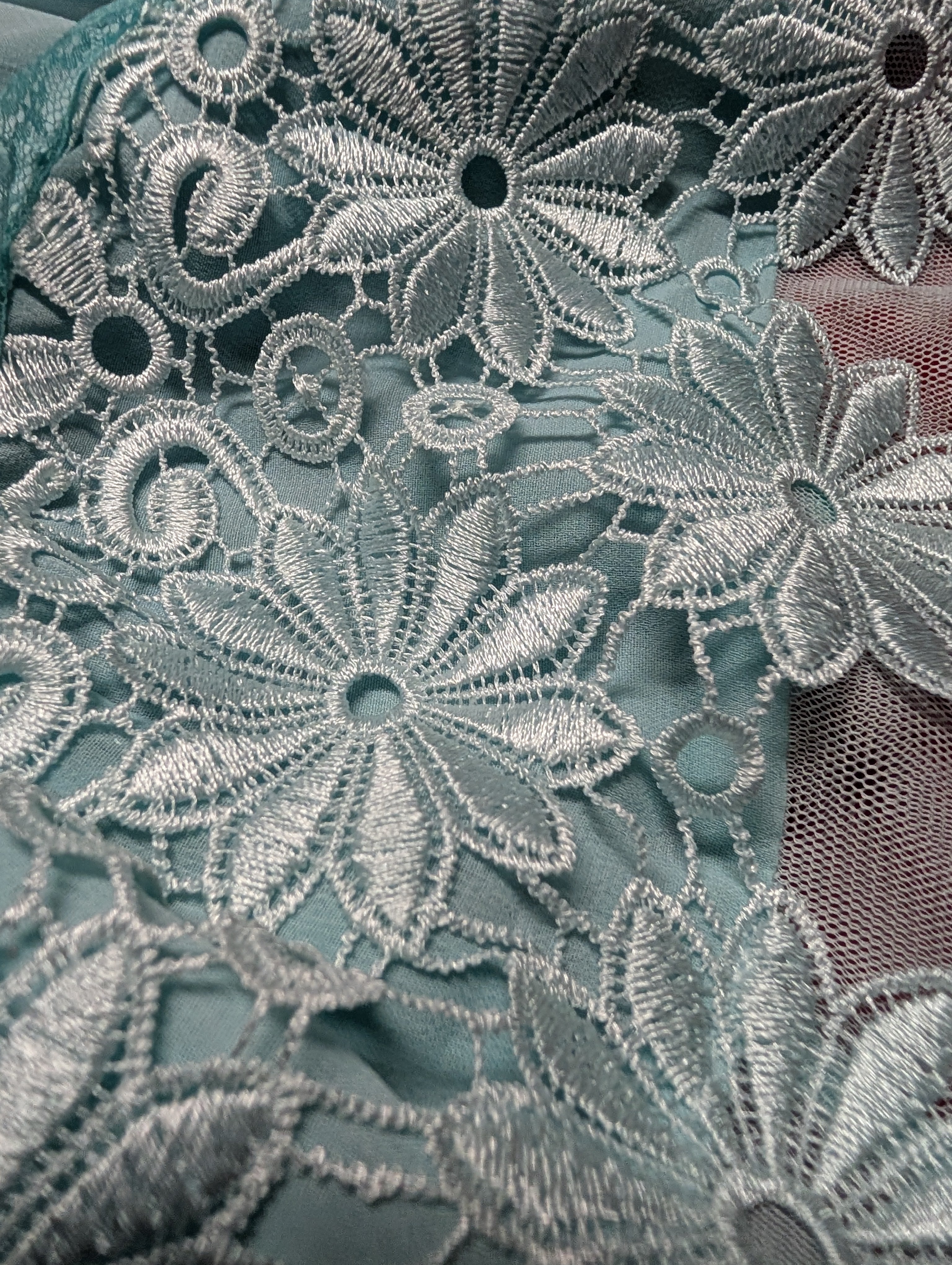 Delicate Floral Lace Tie Back Baby Blue Babydoll Chemise Dress size Small