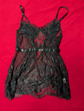 Elegant Floral Lace Black Babydoll Chemise size Medium