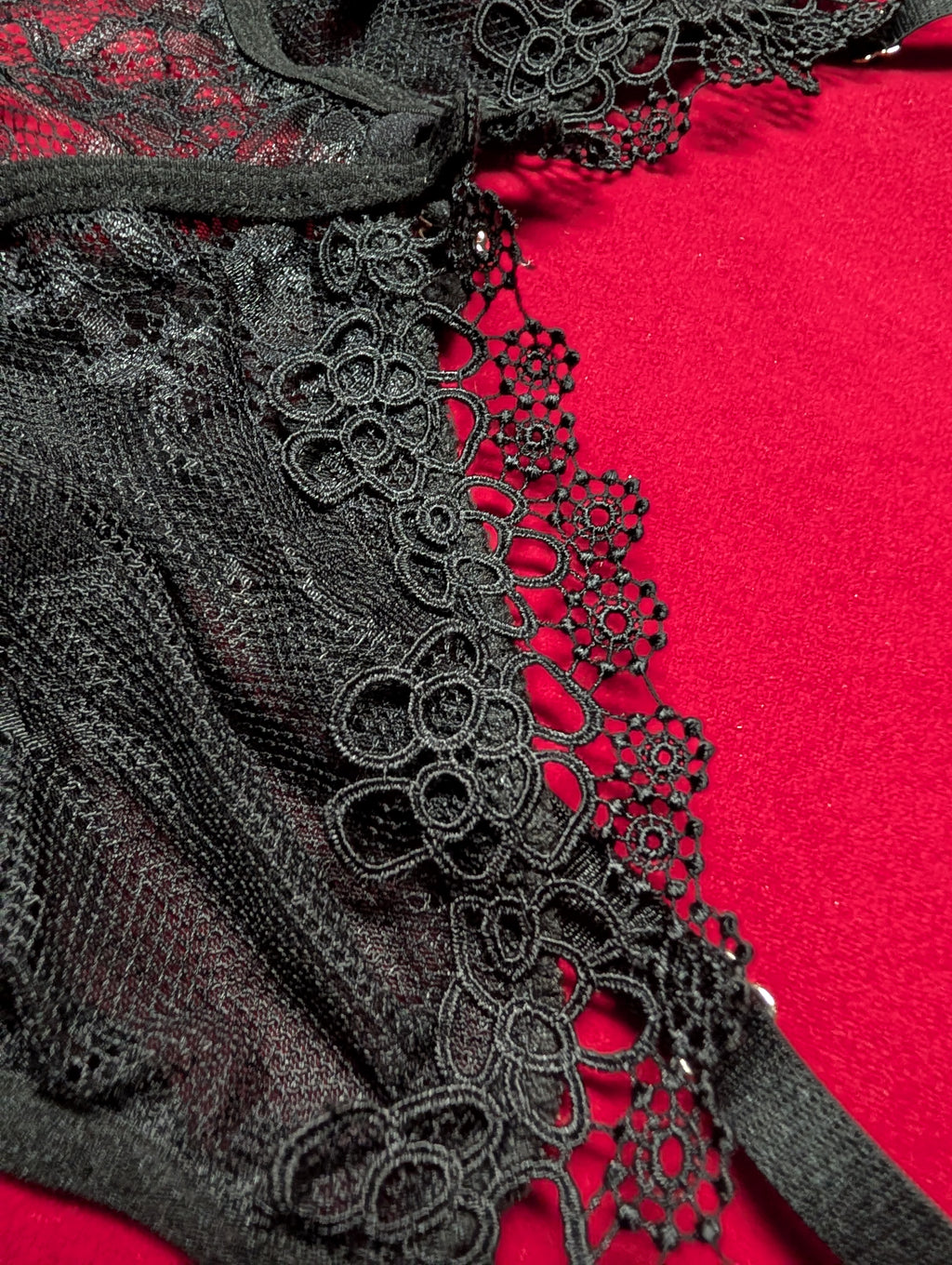 Elegant Floral Lace Black Babydoll Chemise size Medium