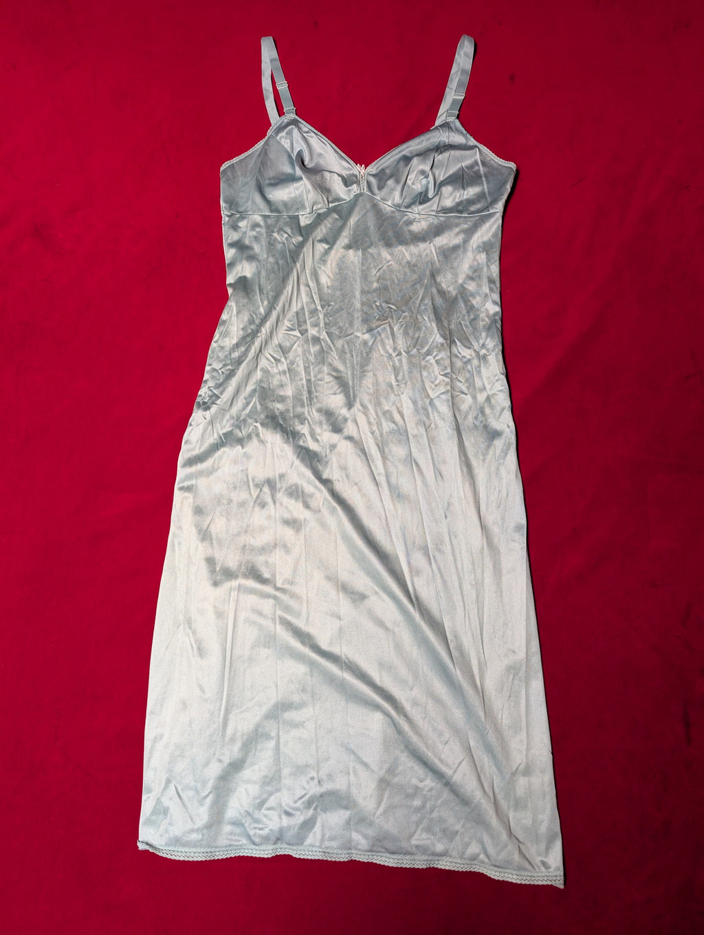 Vinatge Nylon Sky Baby Blue Slip Dress size XS