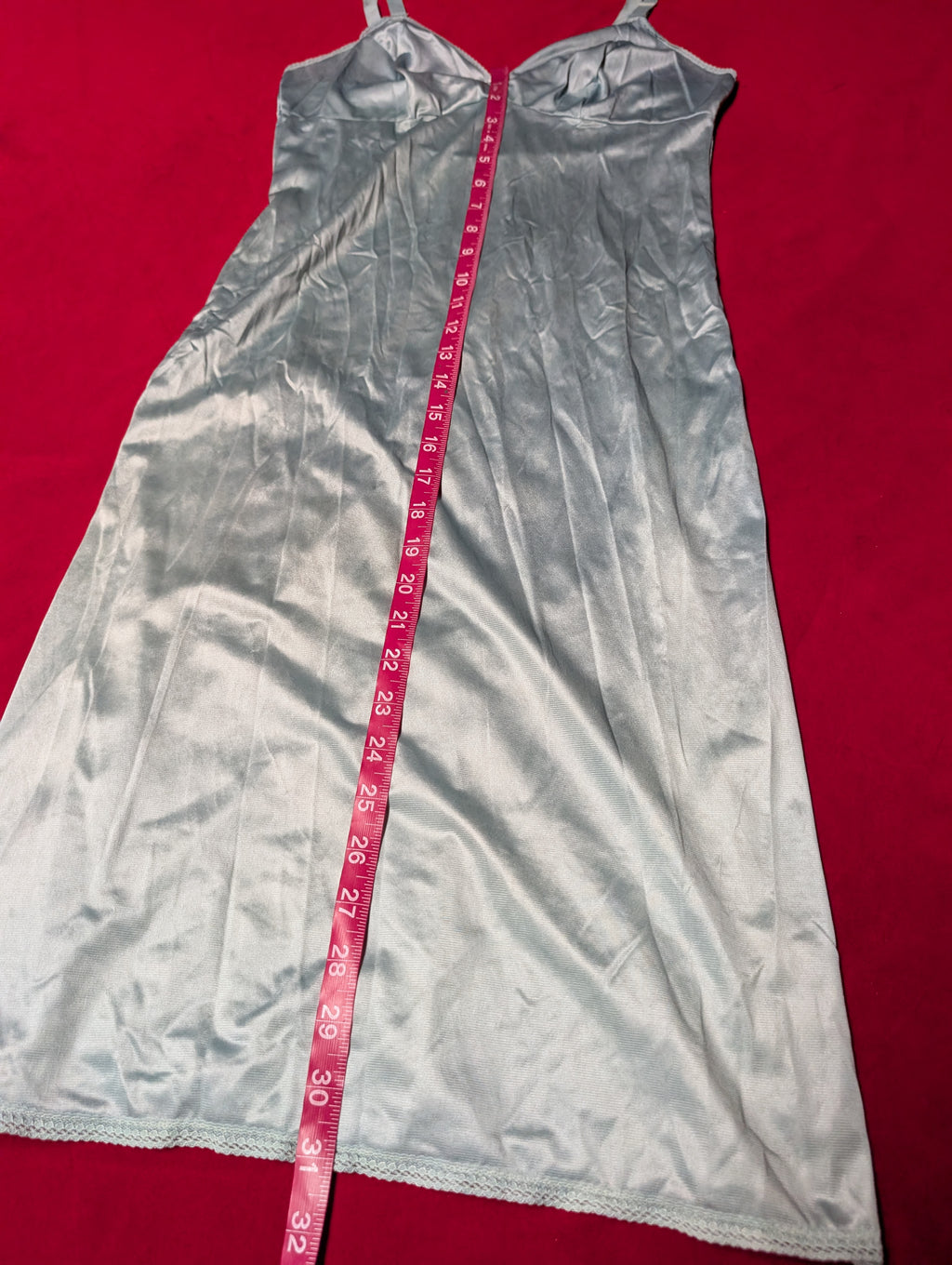 Vinatge Nylon Sky Baby Blue Slip Dress size XS