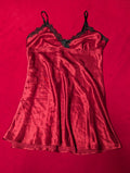 Red & Black Lace Trim Satin Floral Babydoll Chemise in XL