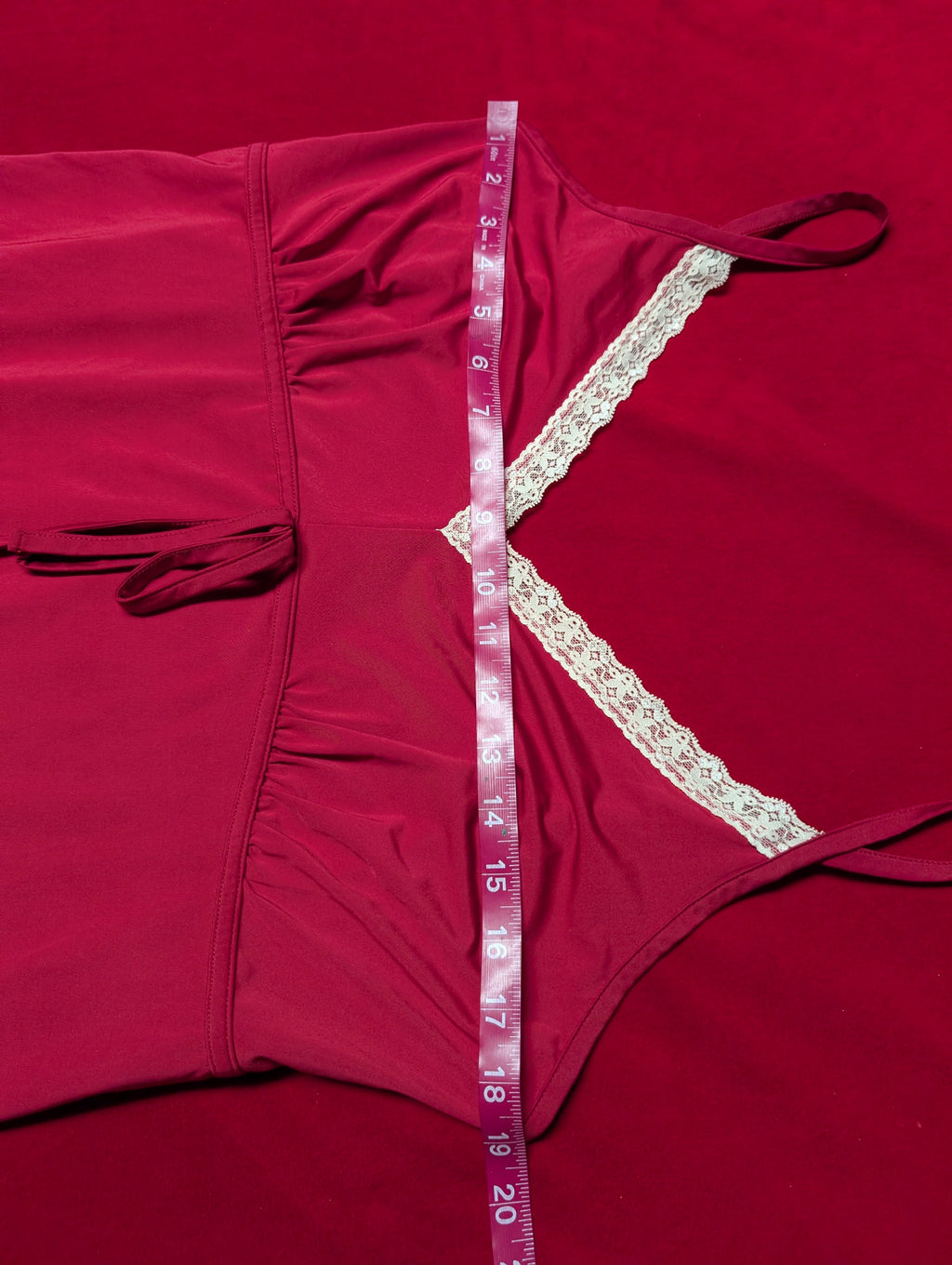 Wine Red Lace Trim Super Soft Babydoll Slip Chemise in Large