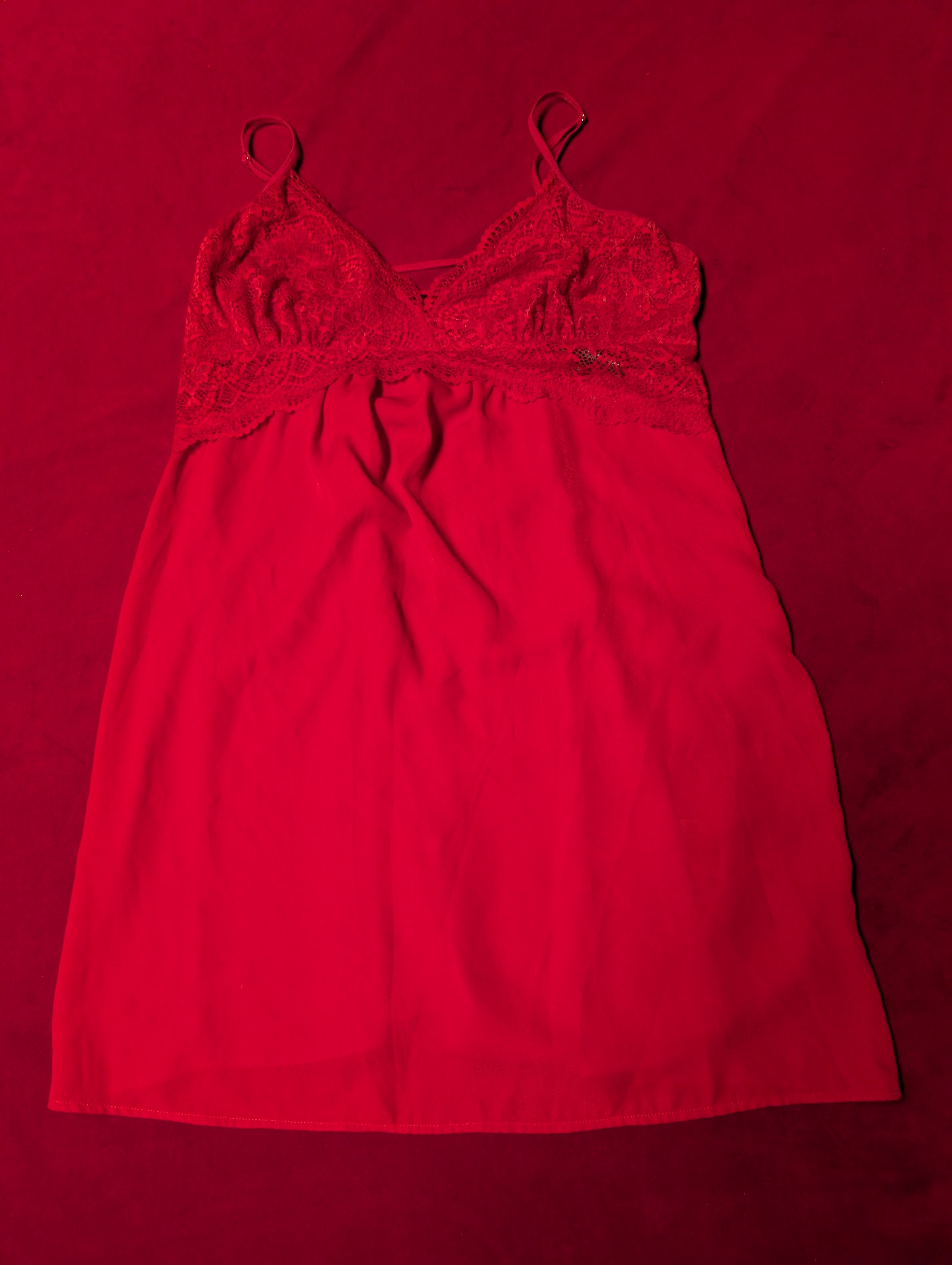 Lace Trim Red Babydoll Chemise size Large