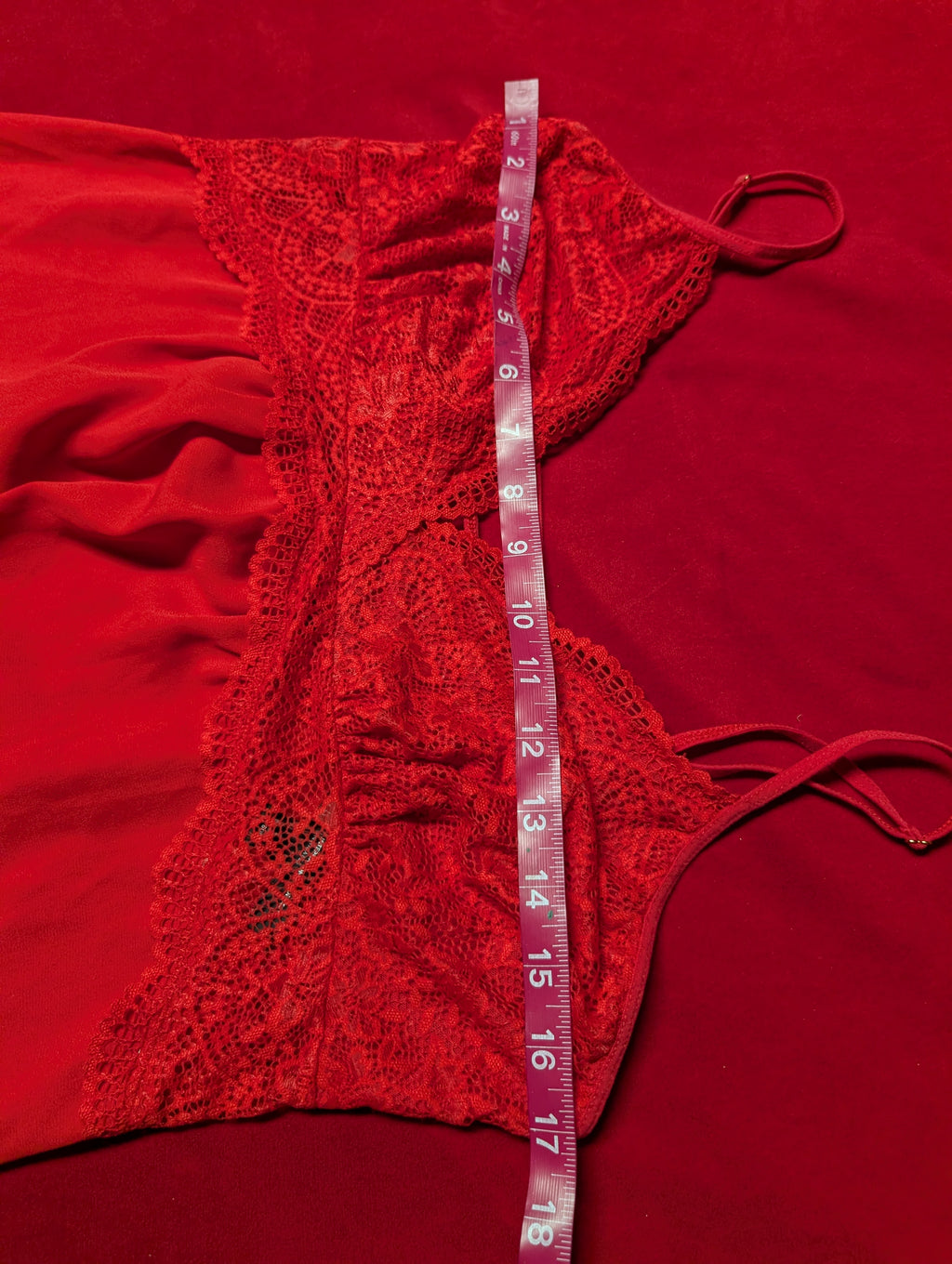 Lace Trim Red Babydoll Chemise size Large
