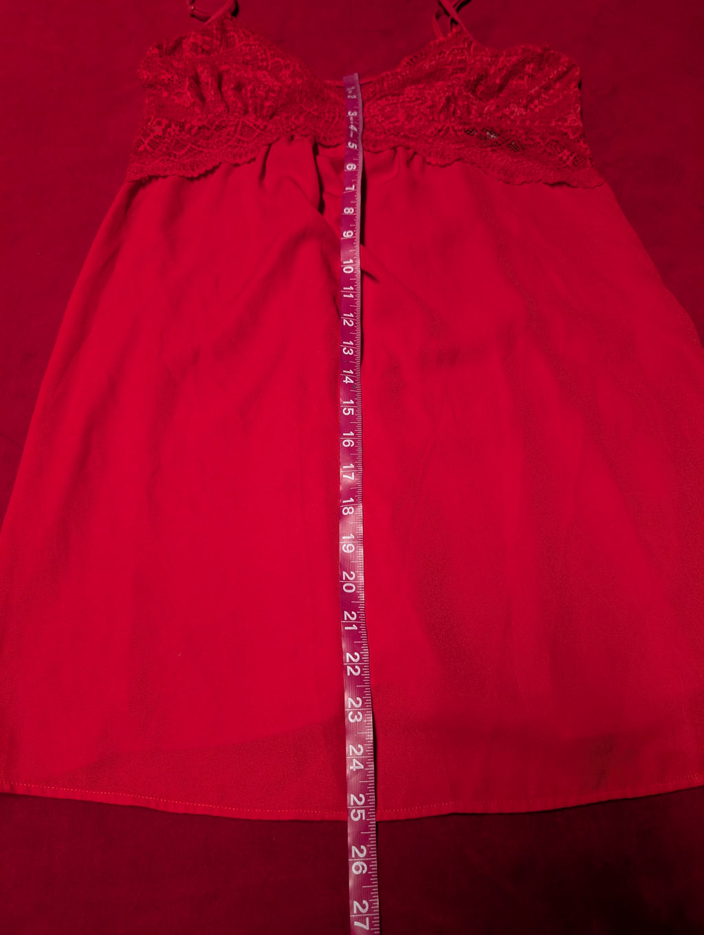 Lace Trim Red Babydoll Chemise size Large